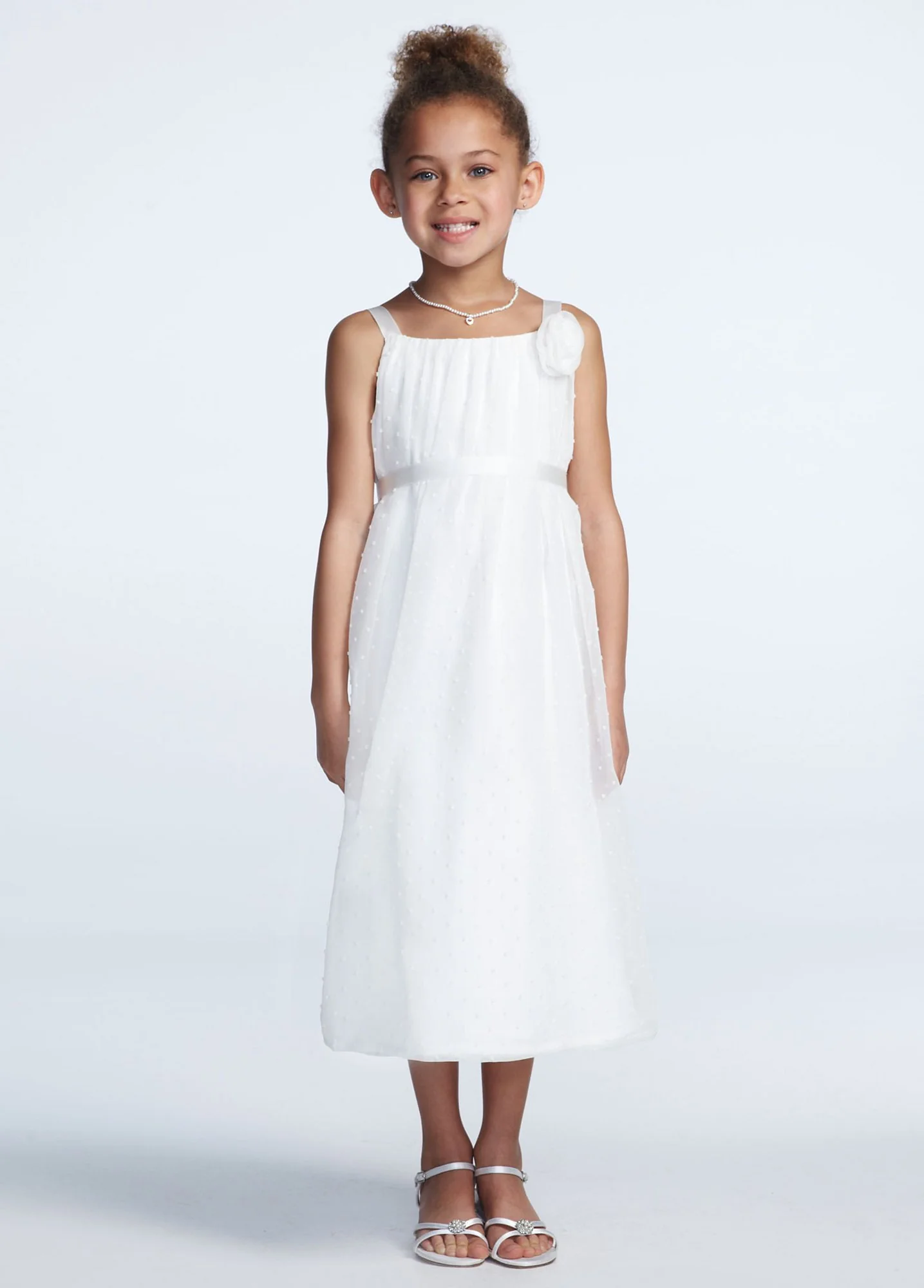 As-Is All Over Dot Chiffon Dress with 3D Flower - Image 2