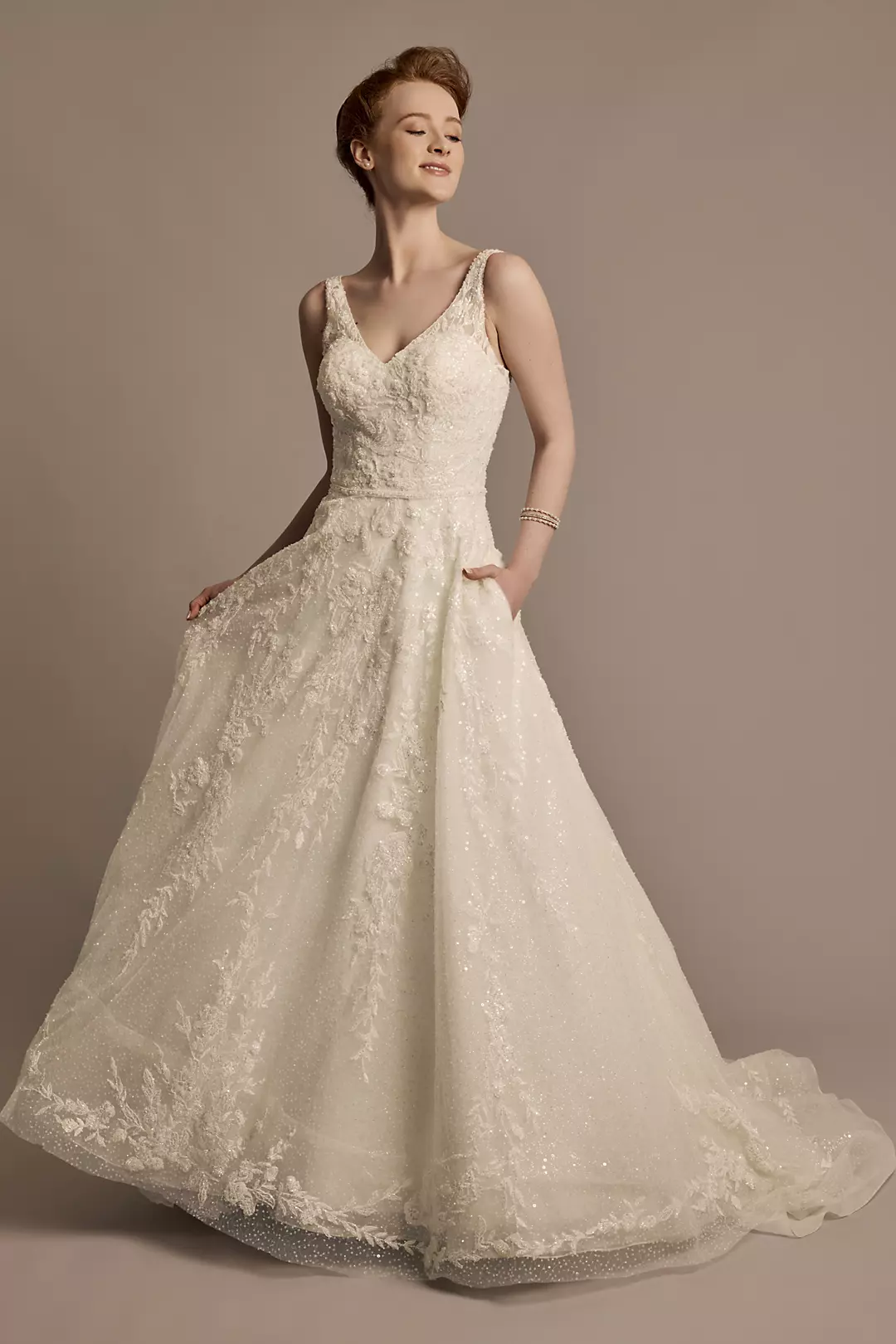 As Is Allover Beaded Tank A-Line Wedding Dress - Image 3