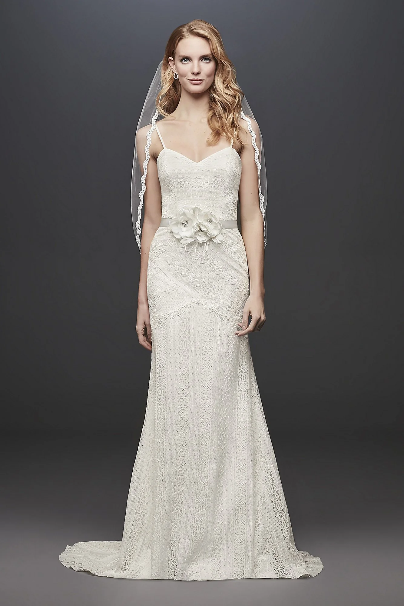 As-Is Allover Lace Tank Sheath Wedding Dress - Image 2