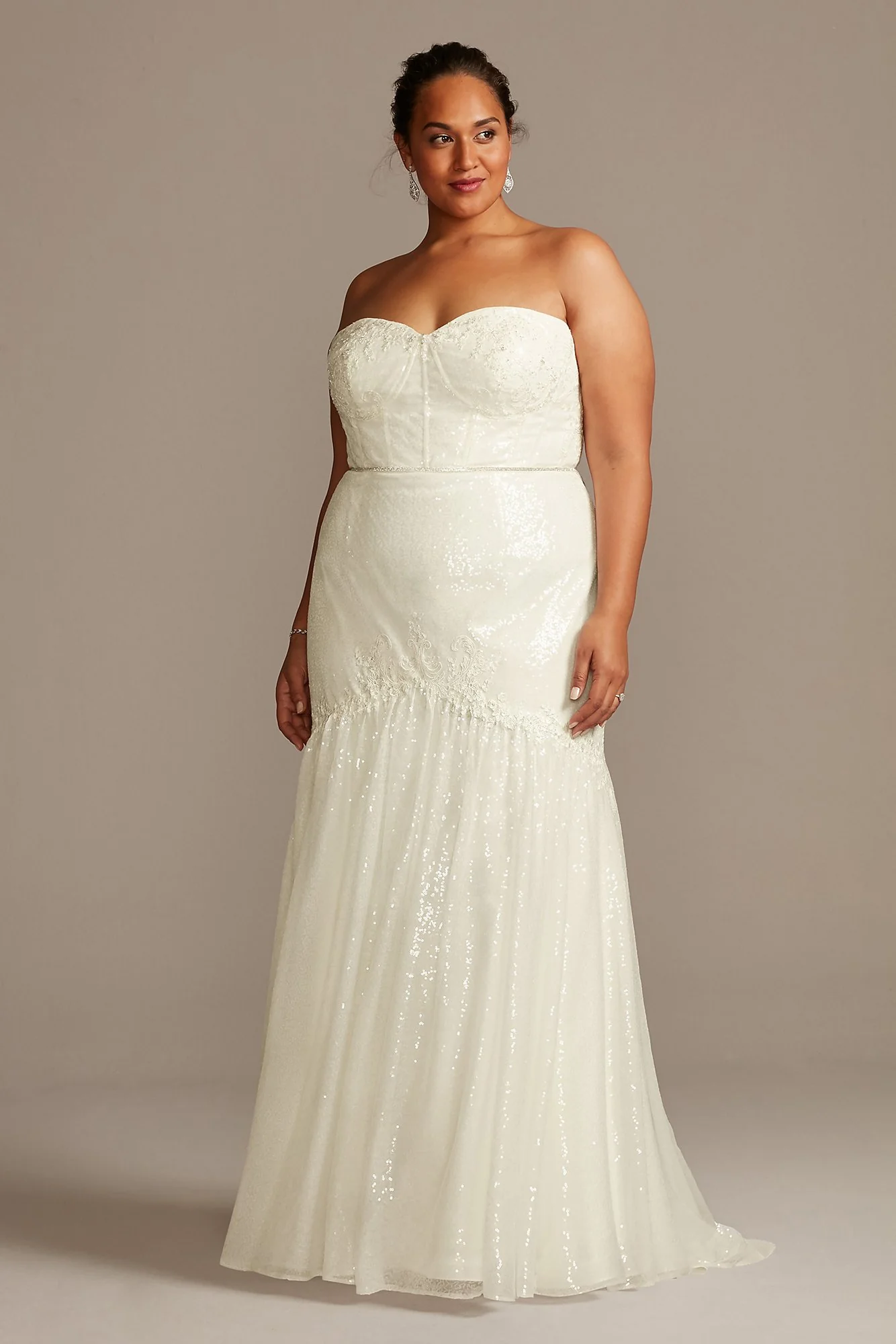 As Is Allover Sequin Corset Plus Wedding Dress - Image 2