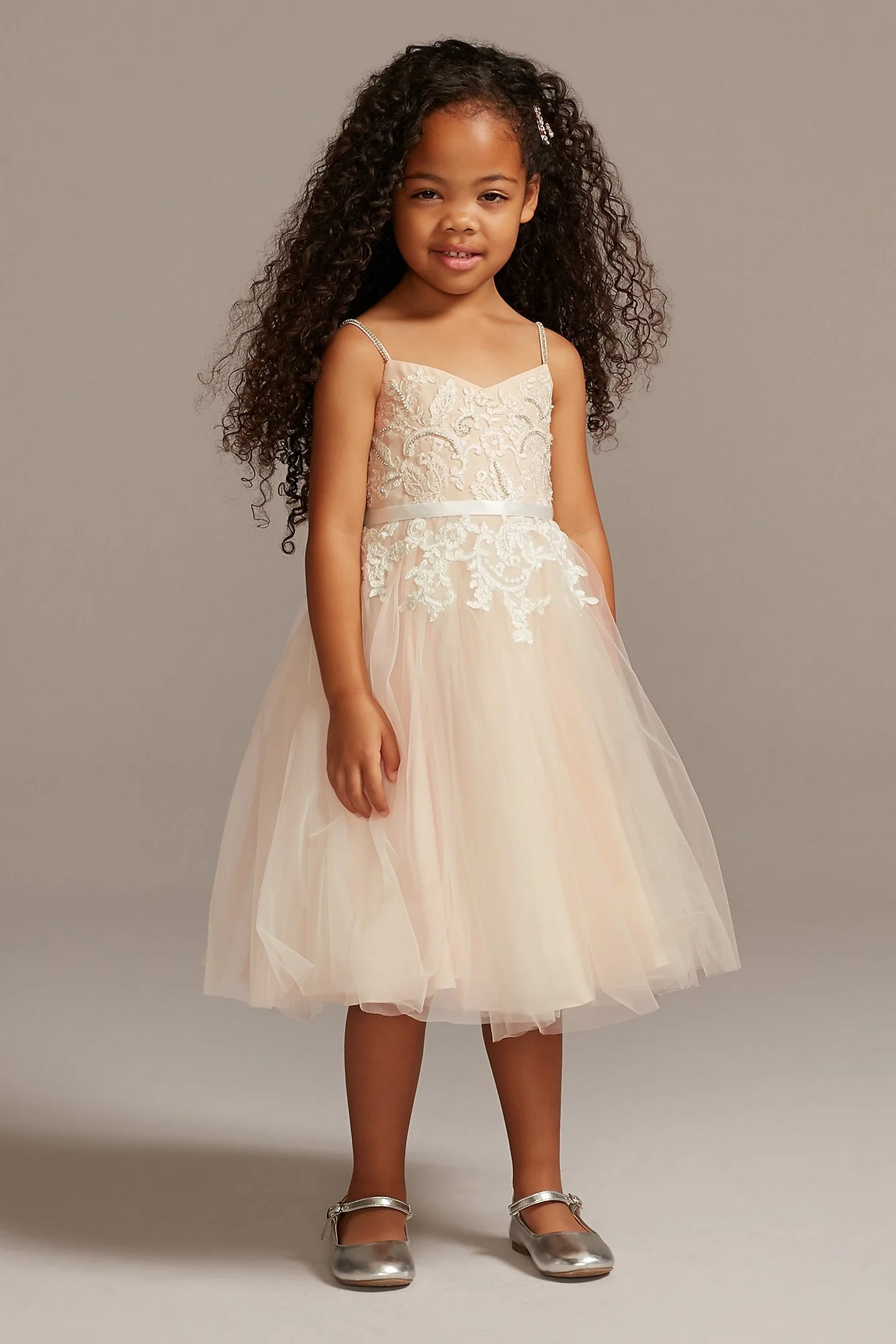 As Is Applique Spaghetti Strap Flower Girl Dress - Image 2