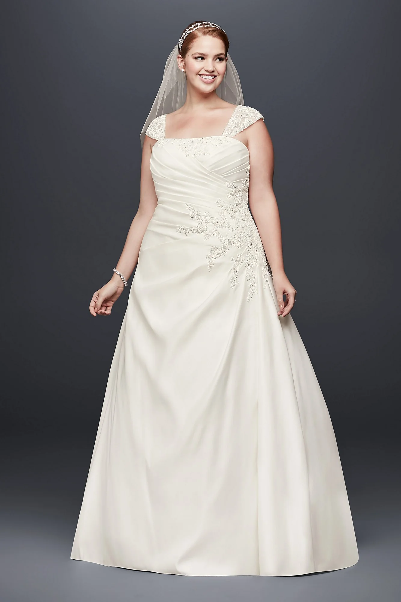 As-Is Appliqued Satin Plus Size Wedding Dress