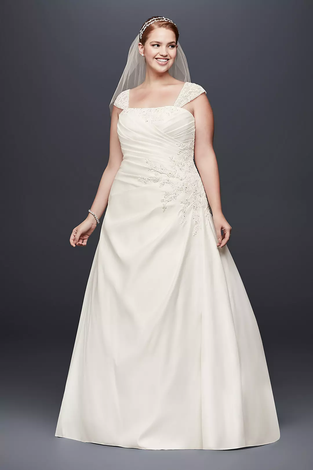 As-Is Appliqued Satin Plus Size Wedding Dress - Image 5