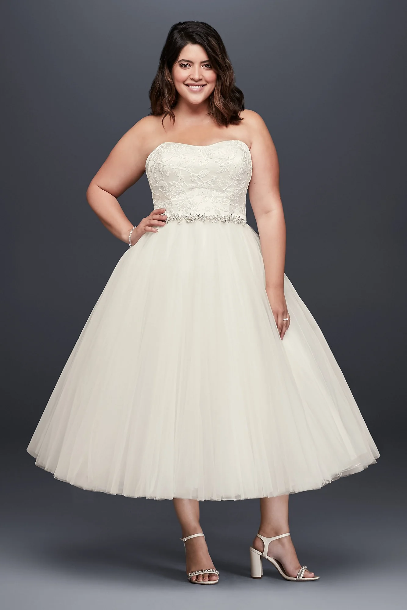 As-Is Appliqued Tulle Plus Size Wedding Dress - Image 2