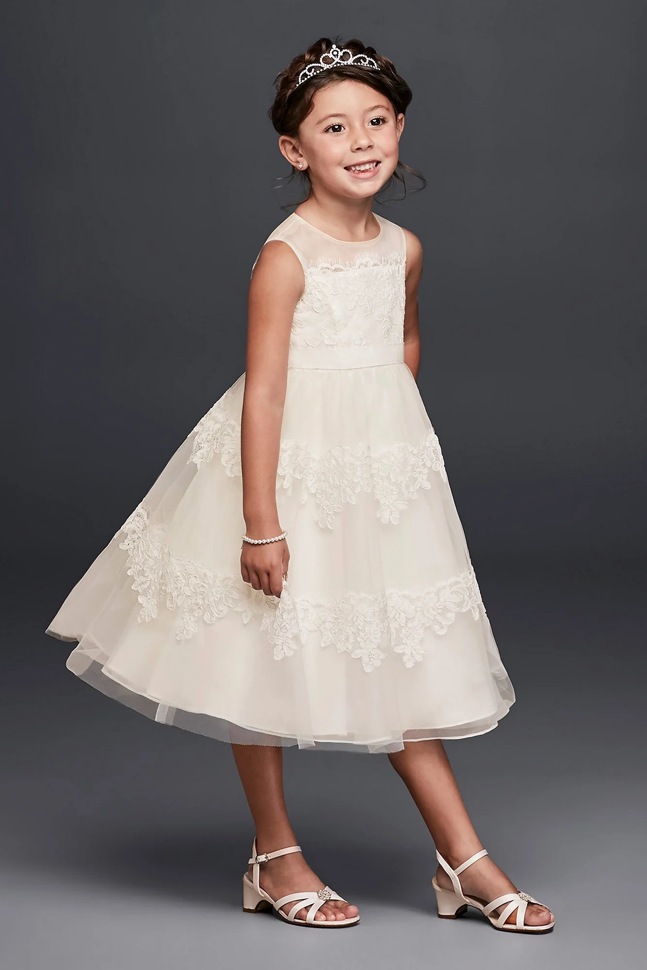 As-Is Banded Lace Illusion Flower Girl Dress