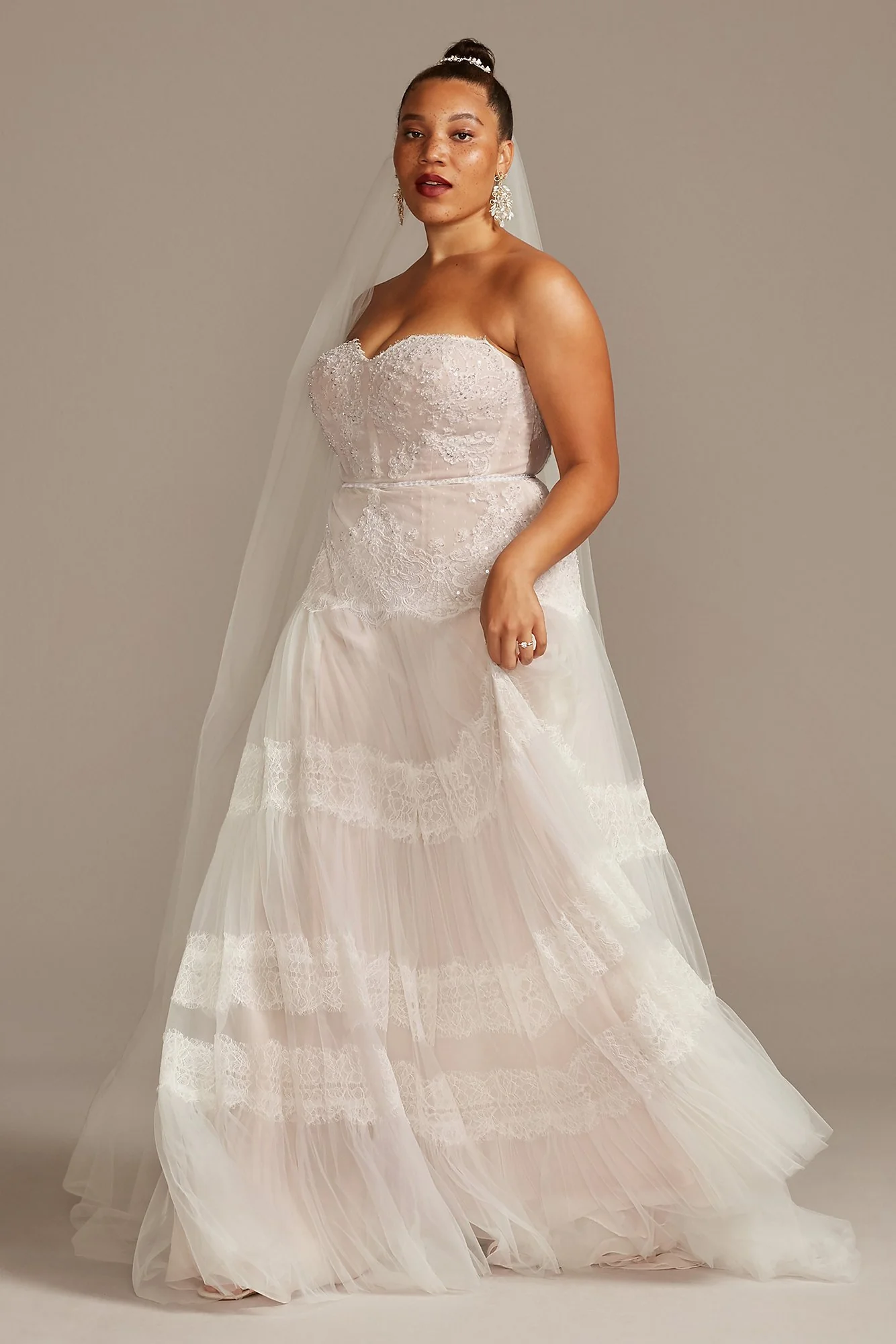 As Is Banded Lace Plus Size Wedding Dress