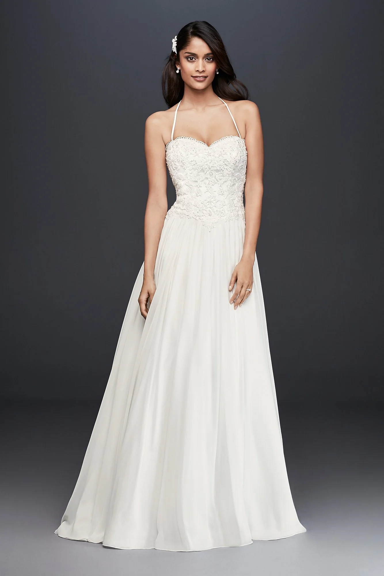 As-Is Basque-Waist Lace and Chiffon Wedding Dress - Image 2