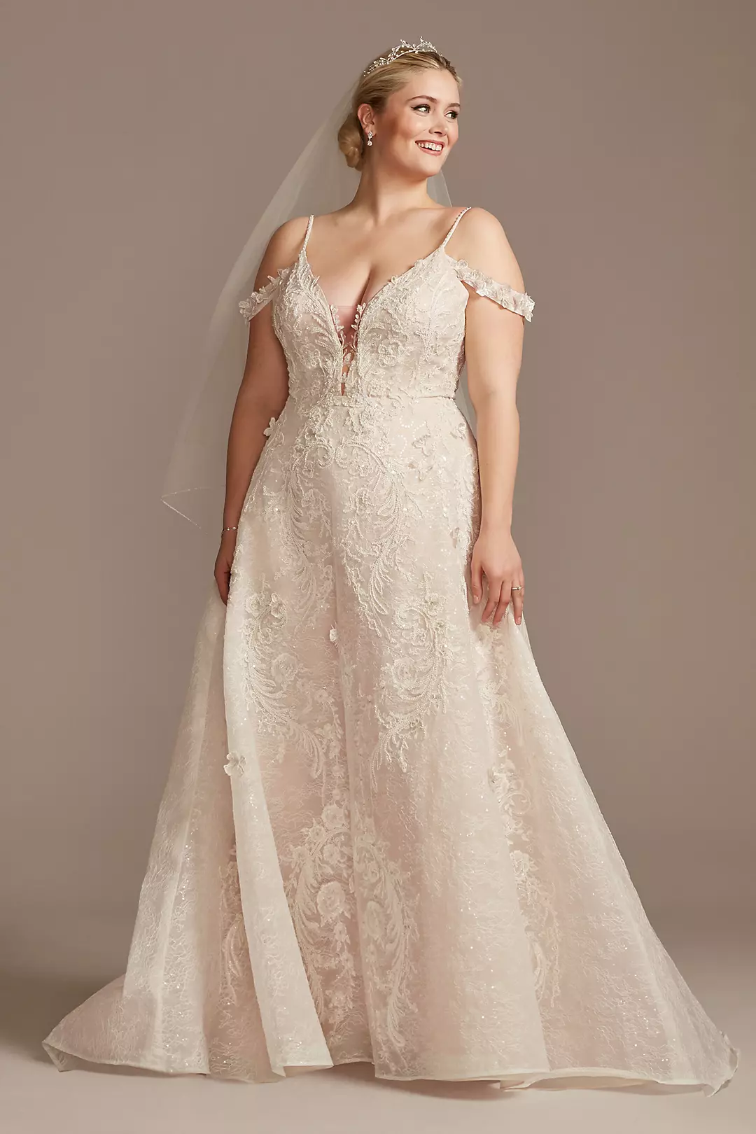 As Is Beaded Applique Plus Size Wedding Dress - Image 17