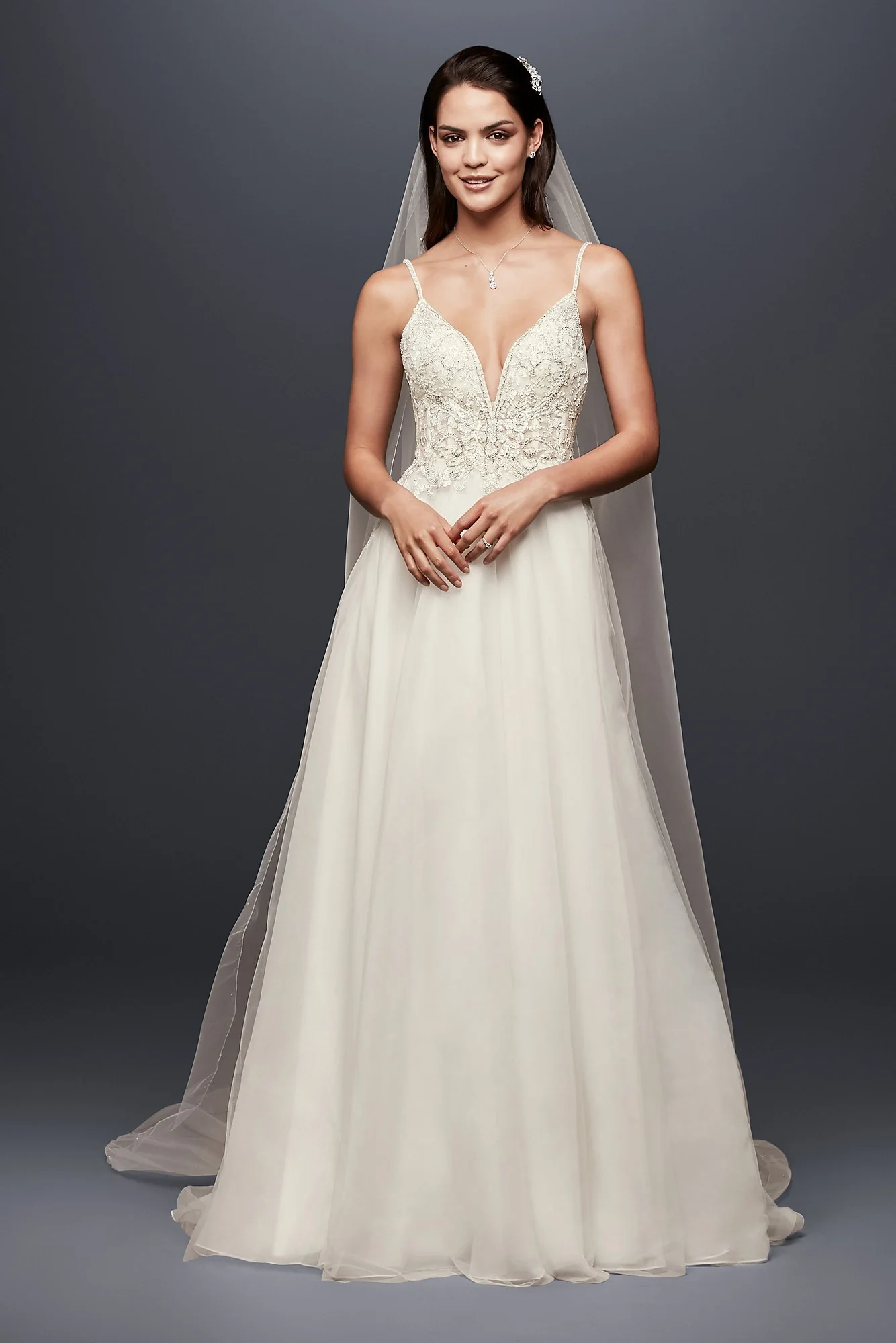 As-Is Beaded Bodice Organza A-Line Wedding Dress - Image 2