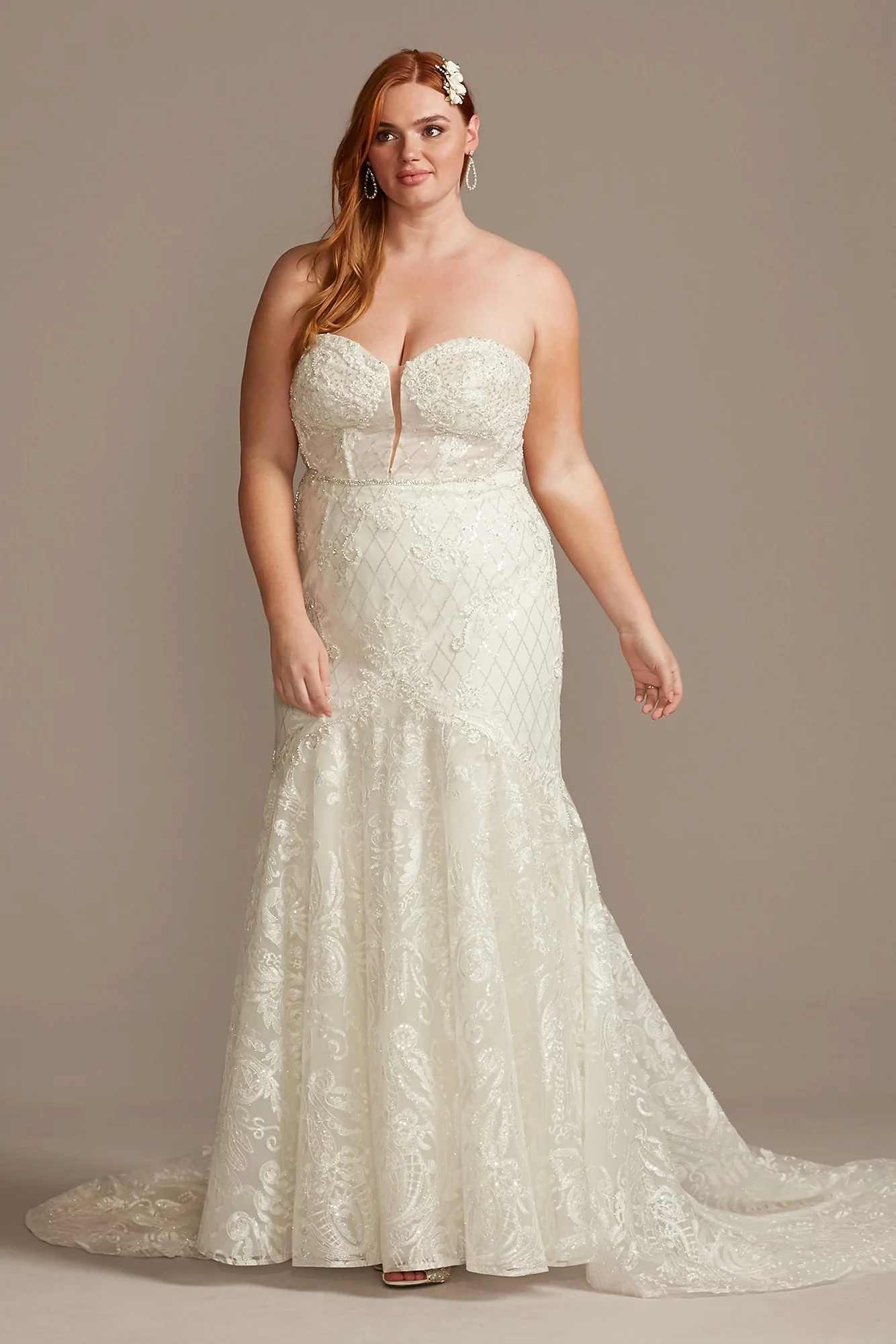 As Is Beaded Brocade Plus Size Wedding Dress