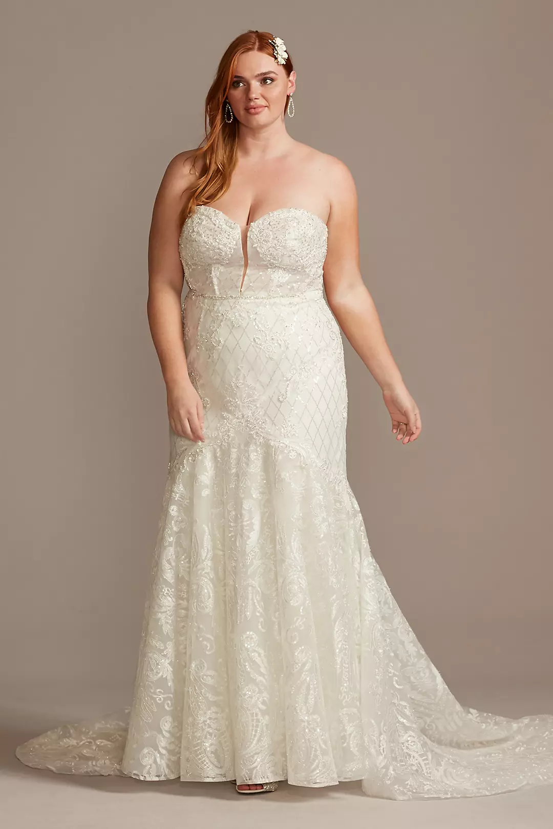 As Is Beaded Brocade Plus Size Wedding Dress - Image 2