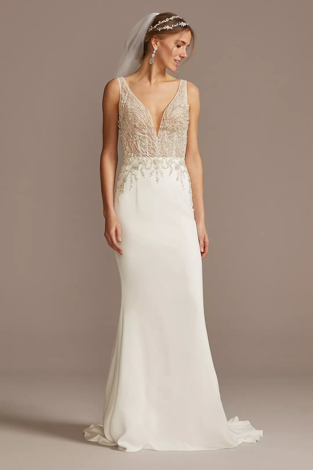 As Is Beaded Corset Crepe Wedding Dress - Image 4