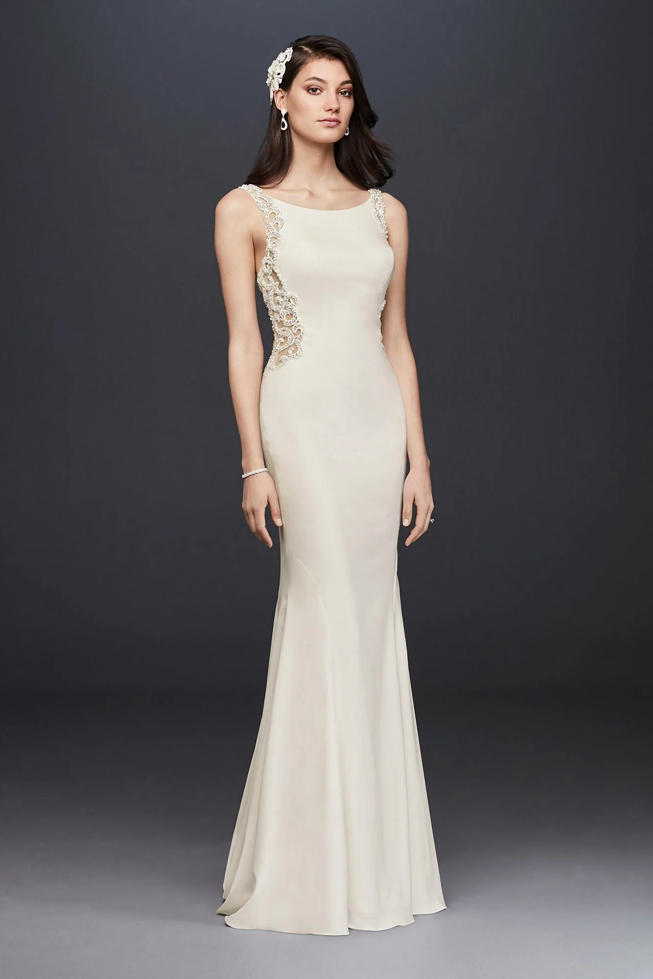 As-Is Beaded Illusion and Crepe Sheath Dress - Image 2