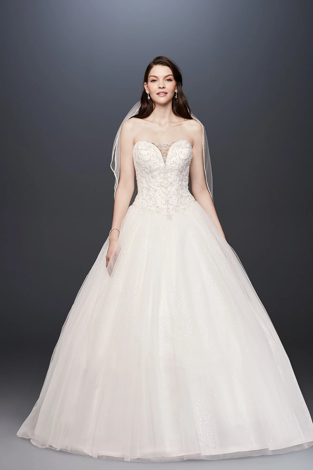As-Is Beaded Illusion Bodice Wedding Ball Gown - Image 2