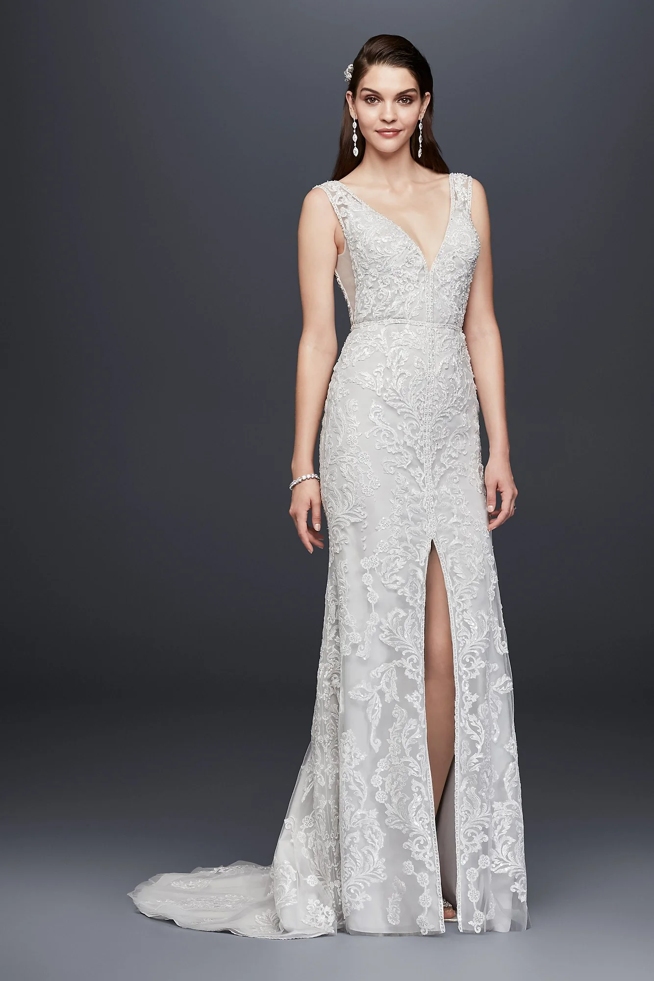 As-Is Beaded Illusion Wedding Dres - Image 2