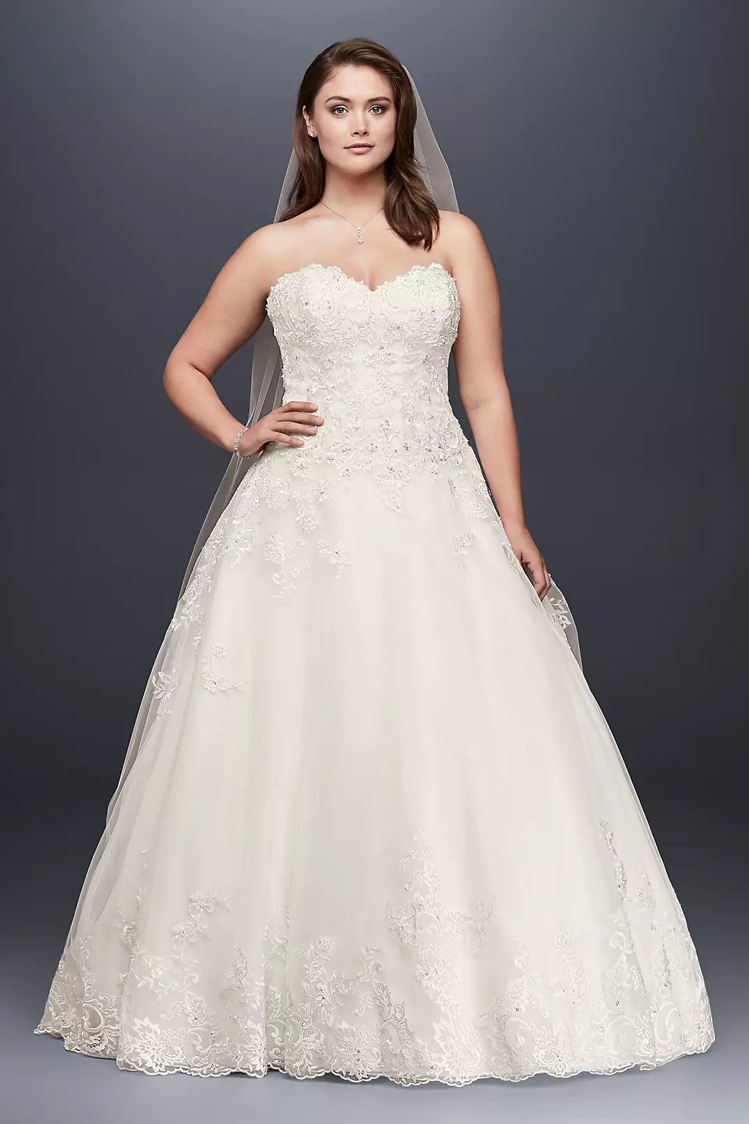 As Is Beaded Lace and Tulle Ball Gown Wedding Dres - Image 4