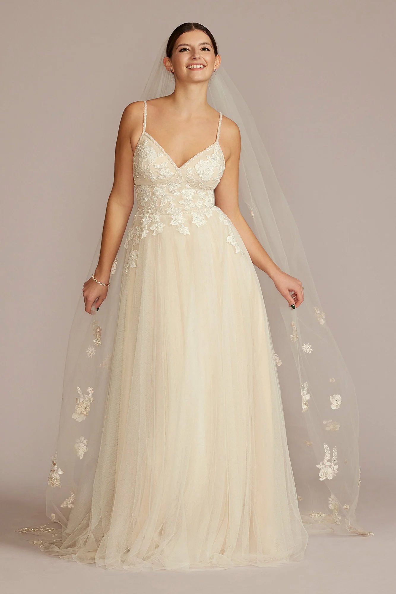 As Is Beaded Lace Applique A-Line Wedding Gown