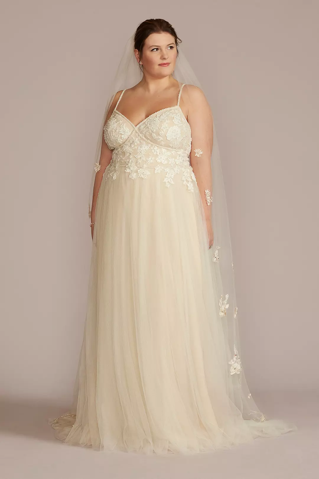 As Is Beaded Lace Applique Plus Size Wedding Gown - Image 5