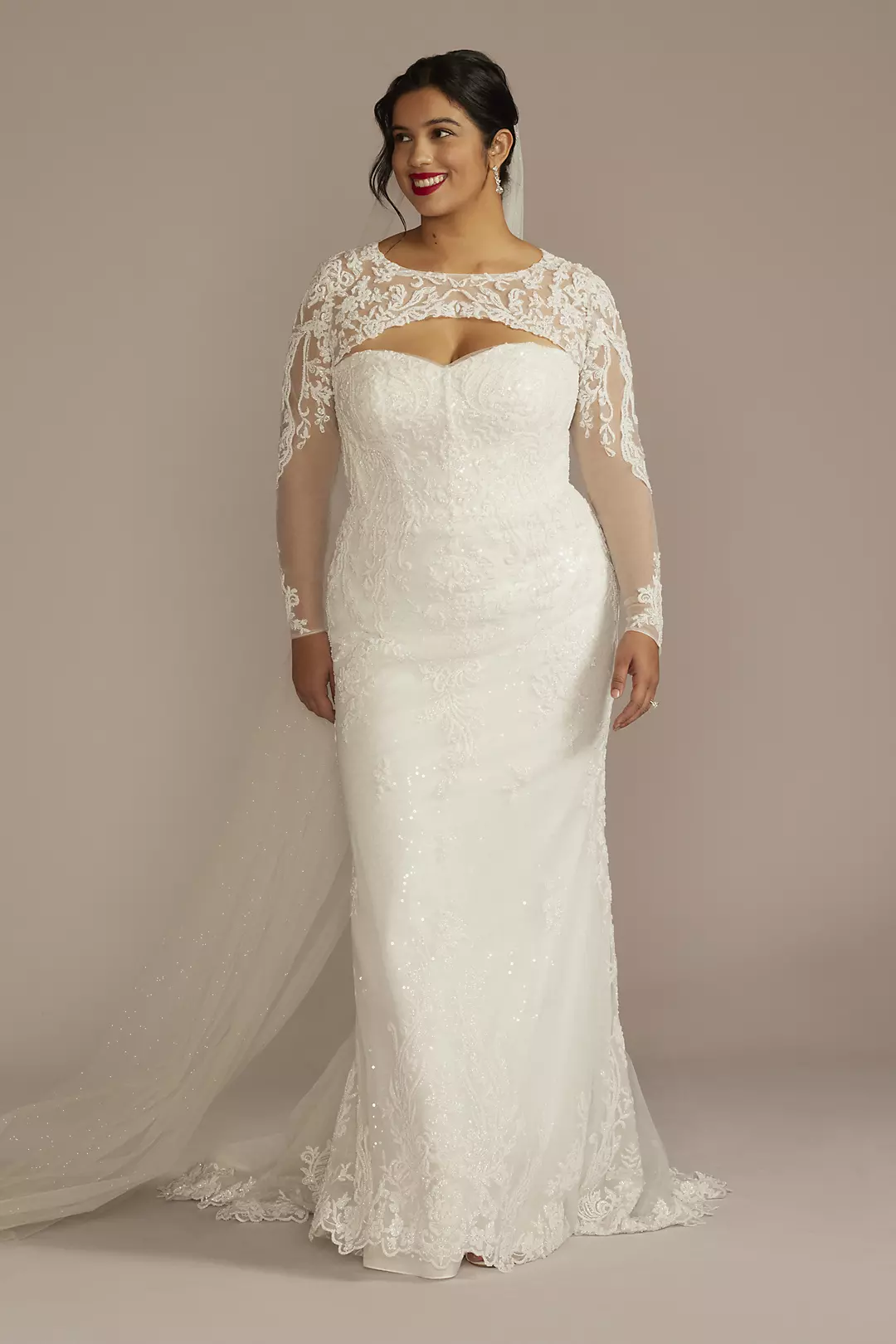As Is Beaded Lace Dress with Removable Sleeves - Image 4
