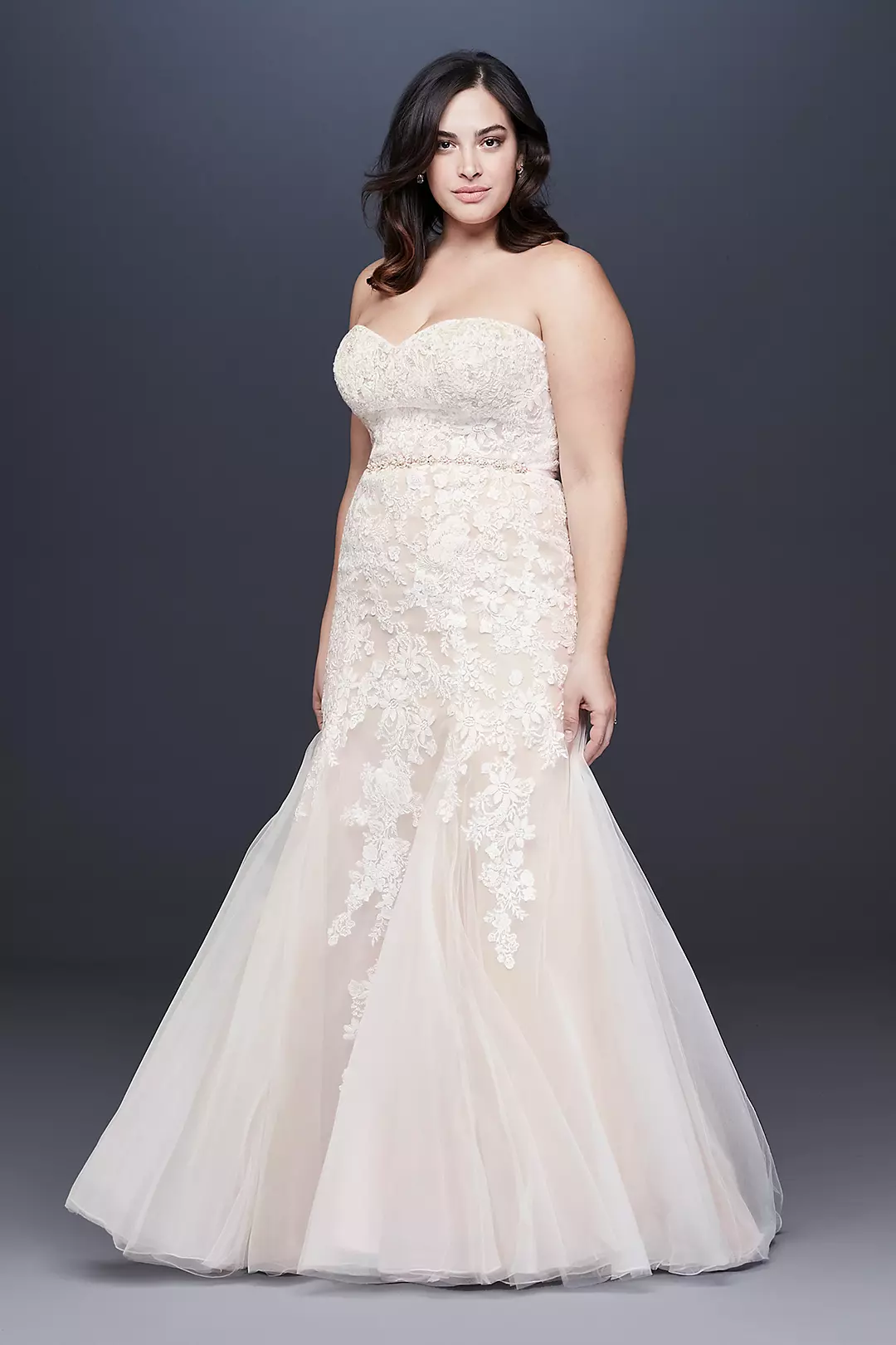 As Is Beaded Lace Mermaid Plus Wedding Dress - Image 4