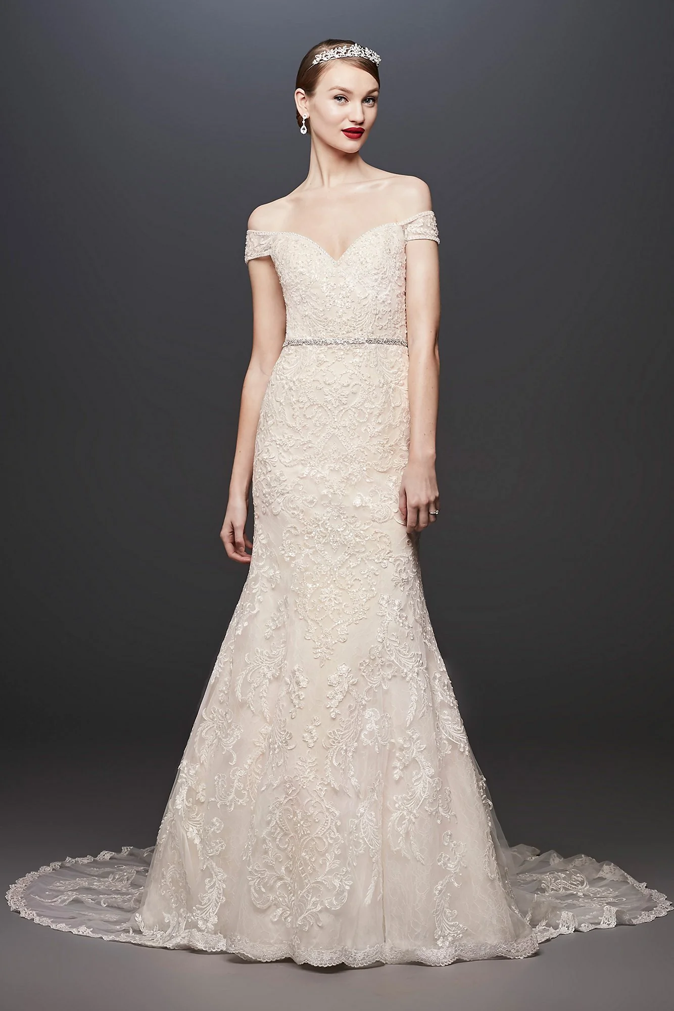 As-Is Beaded Lace Off-the-Shoulder Wedding Dress - Image 2