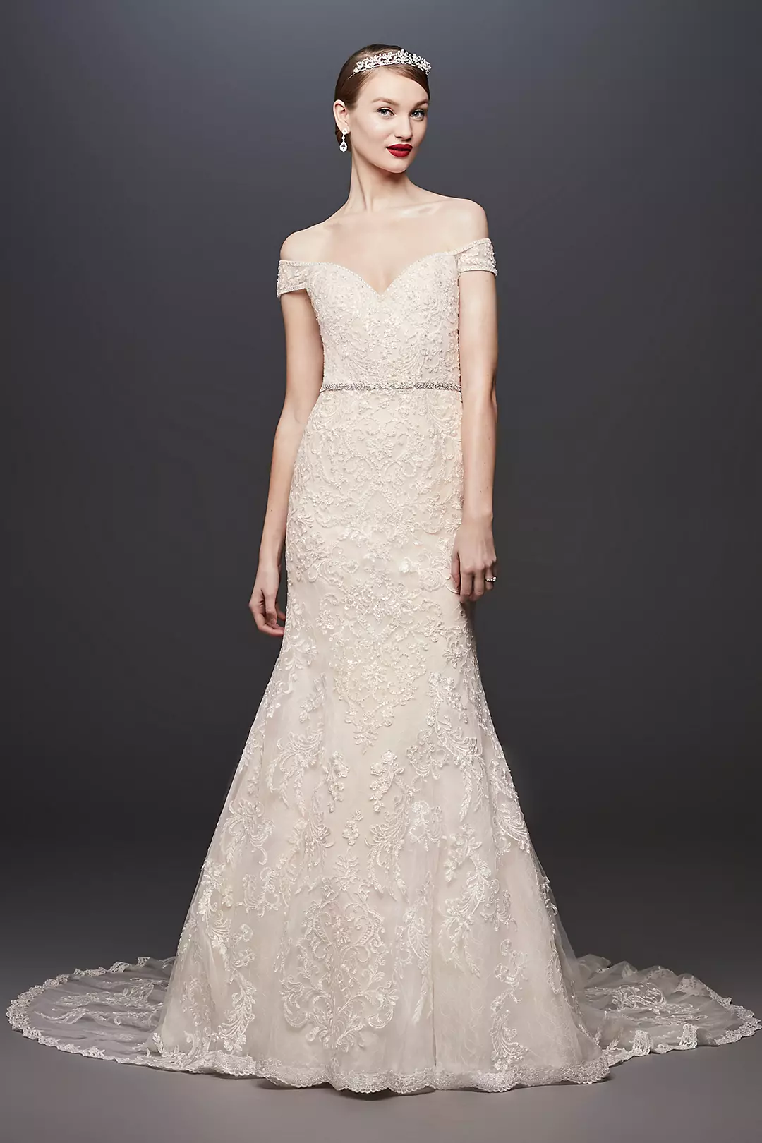 As-Is Beaded Lace Off-the-Shoulder Wedding Dress - Image 4