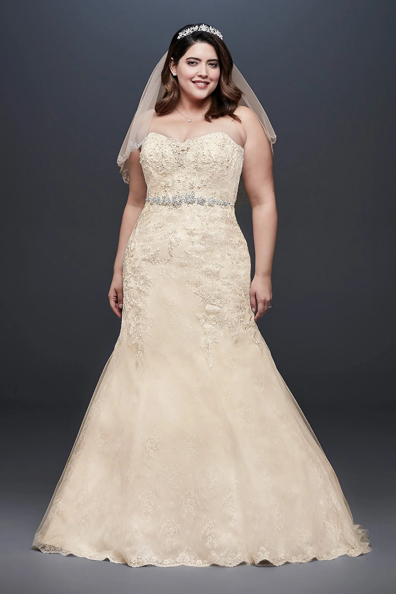 As-Is Beaded Lace Plus Size Mermaid Wedding Dress
