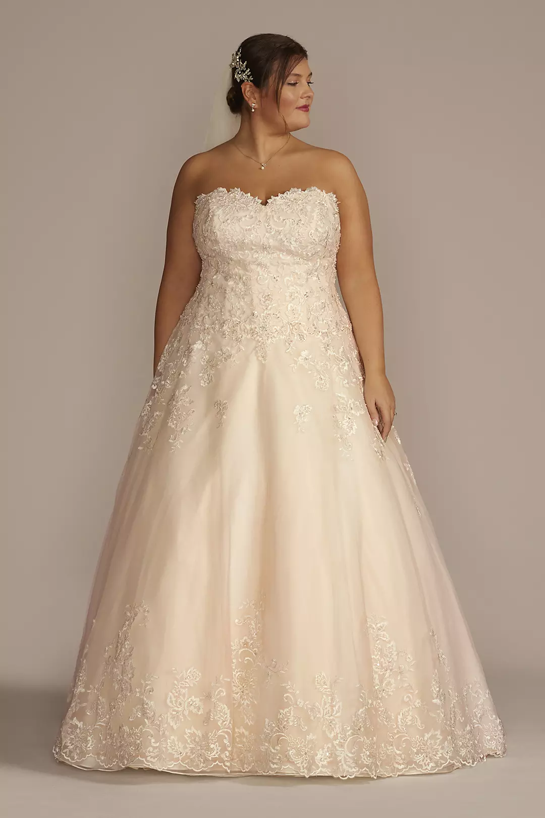As Is Beaded Lace Tulle Ball Gown Wedding Dress - Image 3