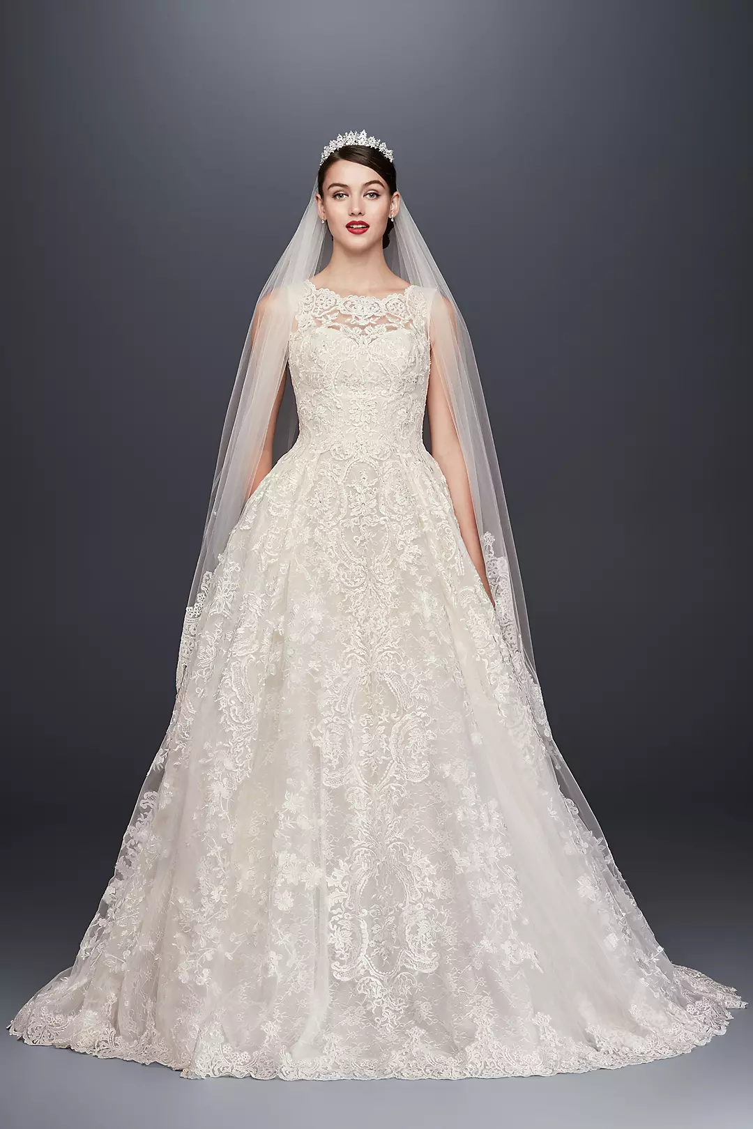 As-Is Beaded Lace Wedding Dress with Pleated Skirt - Image 3