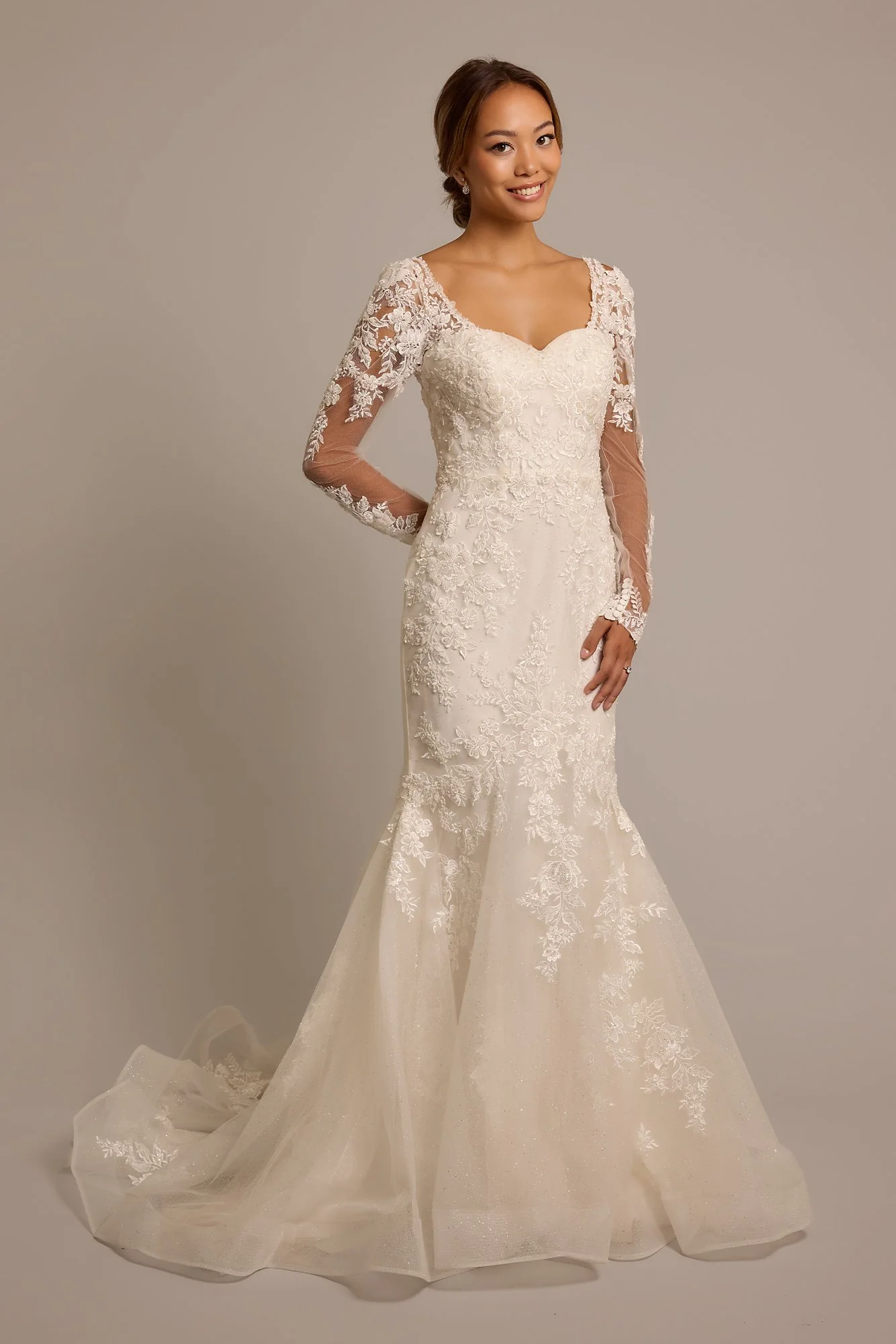 As Is Beaded Long Sleeve Mermaid Wedding Dress
