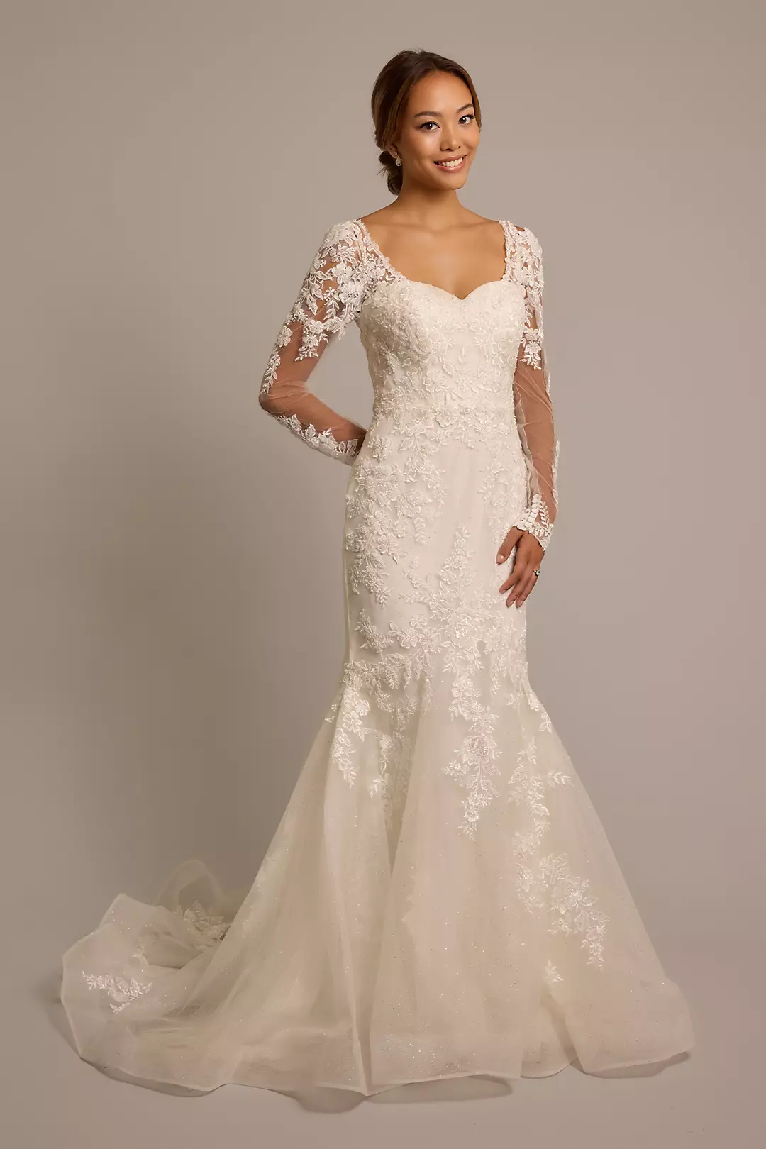 As Is Beaded Long Sleeve Mermaid Wedding Dress - Image 5