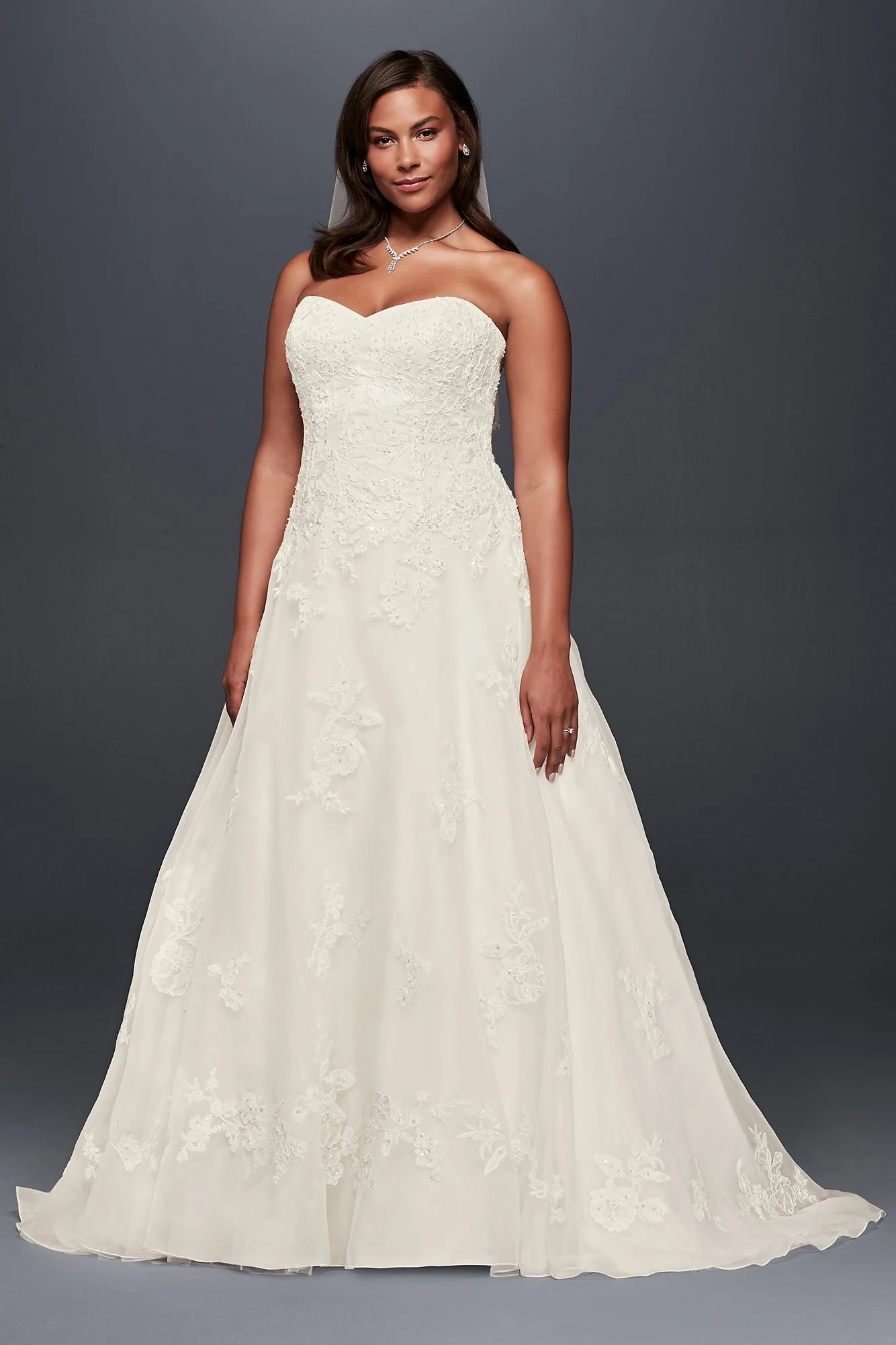 As-Is Beaded Organza A-Line Plus Size Wedding Dres - Image 2