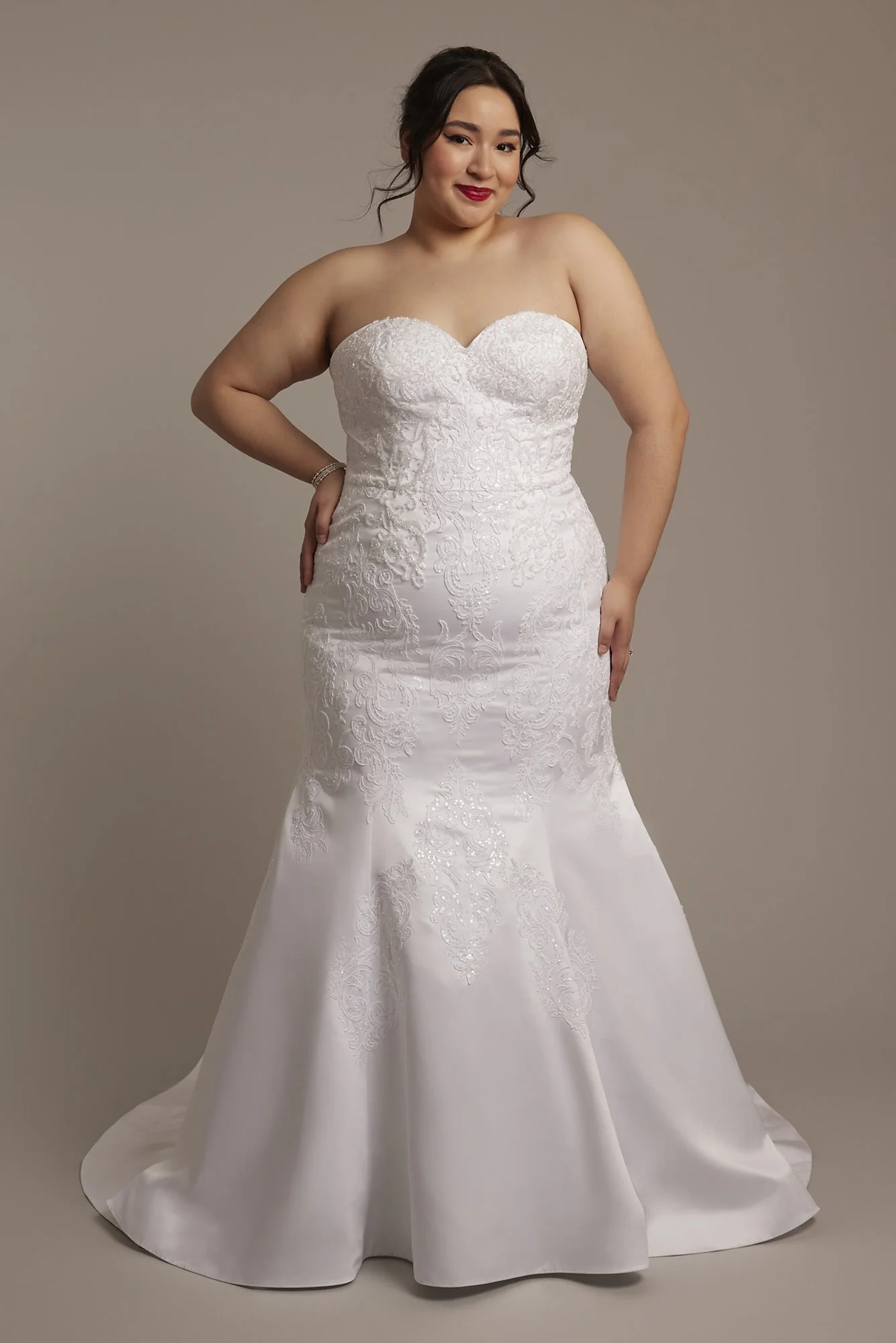 As Is Beaded Satin Strapless Mermaid Wedding Dress