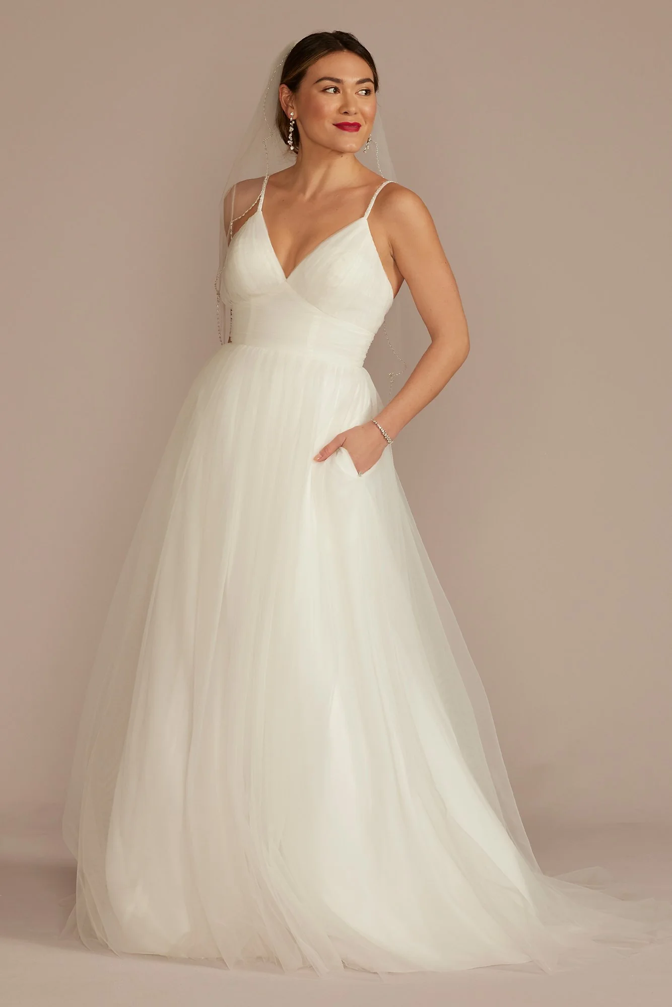 As Is Beaded Strap Low Back A-Line Wedding Dress - Image 2
