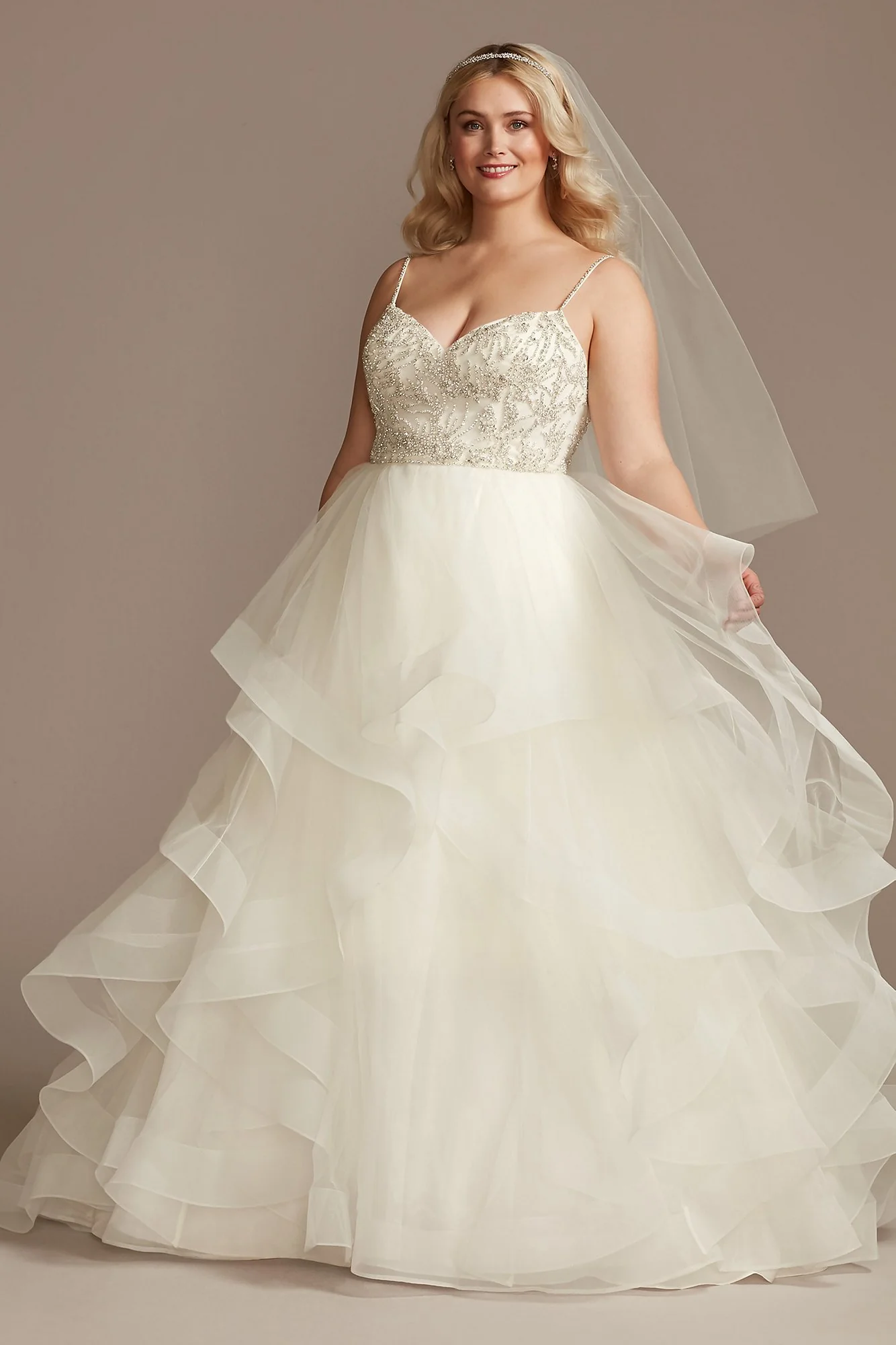 As Is Beaded Tiered Skirt Plus Size Wedding Dress