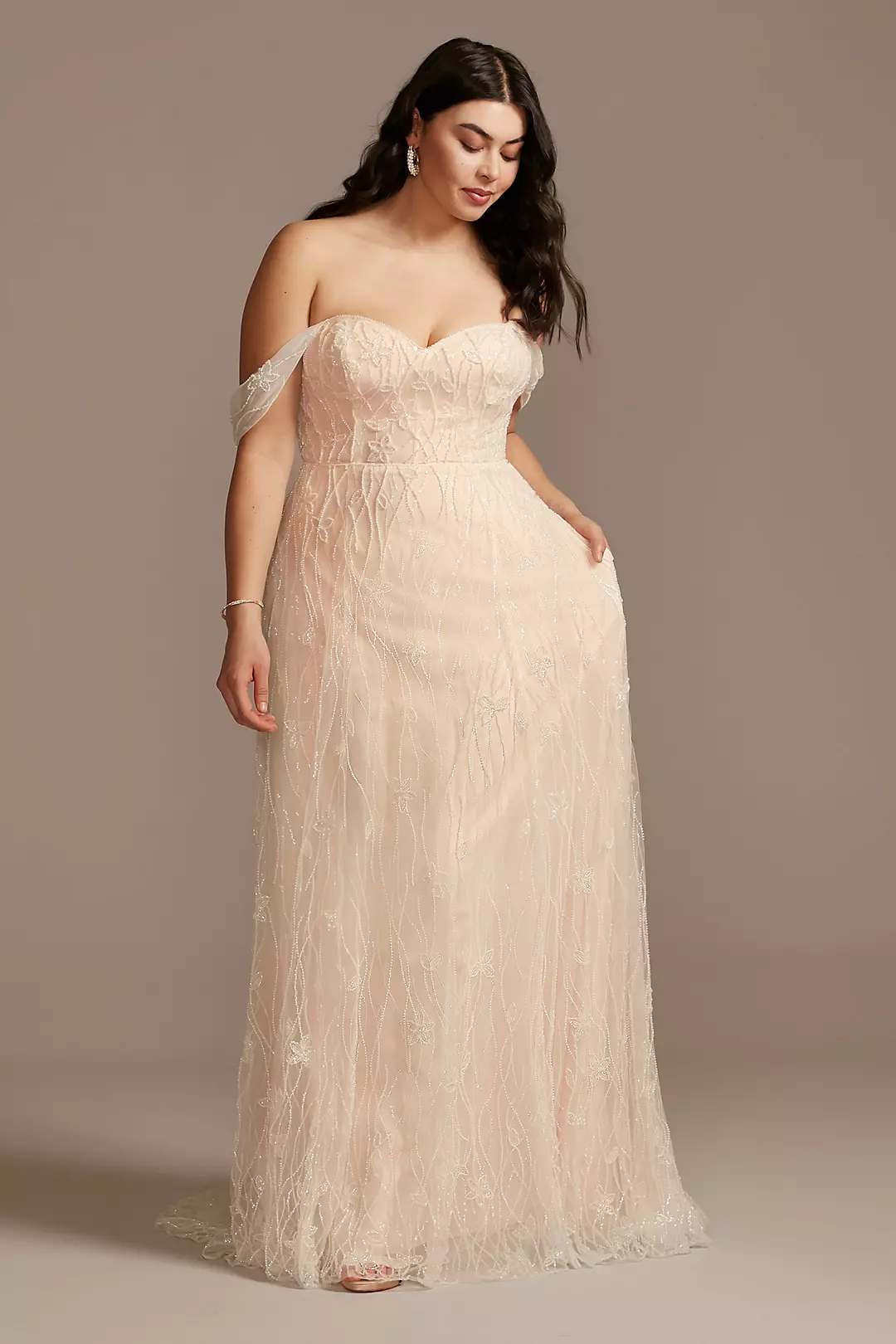 As Is Beaded Wedding Dress Removable Sleeves - Image 14