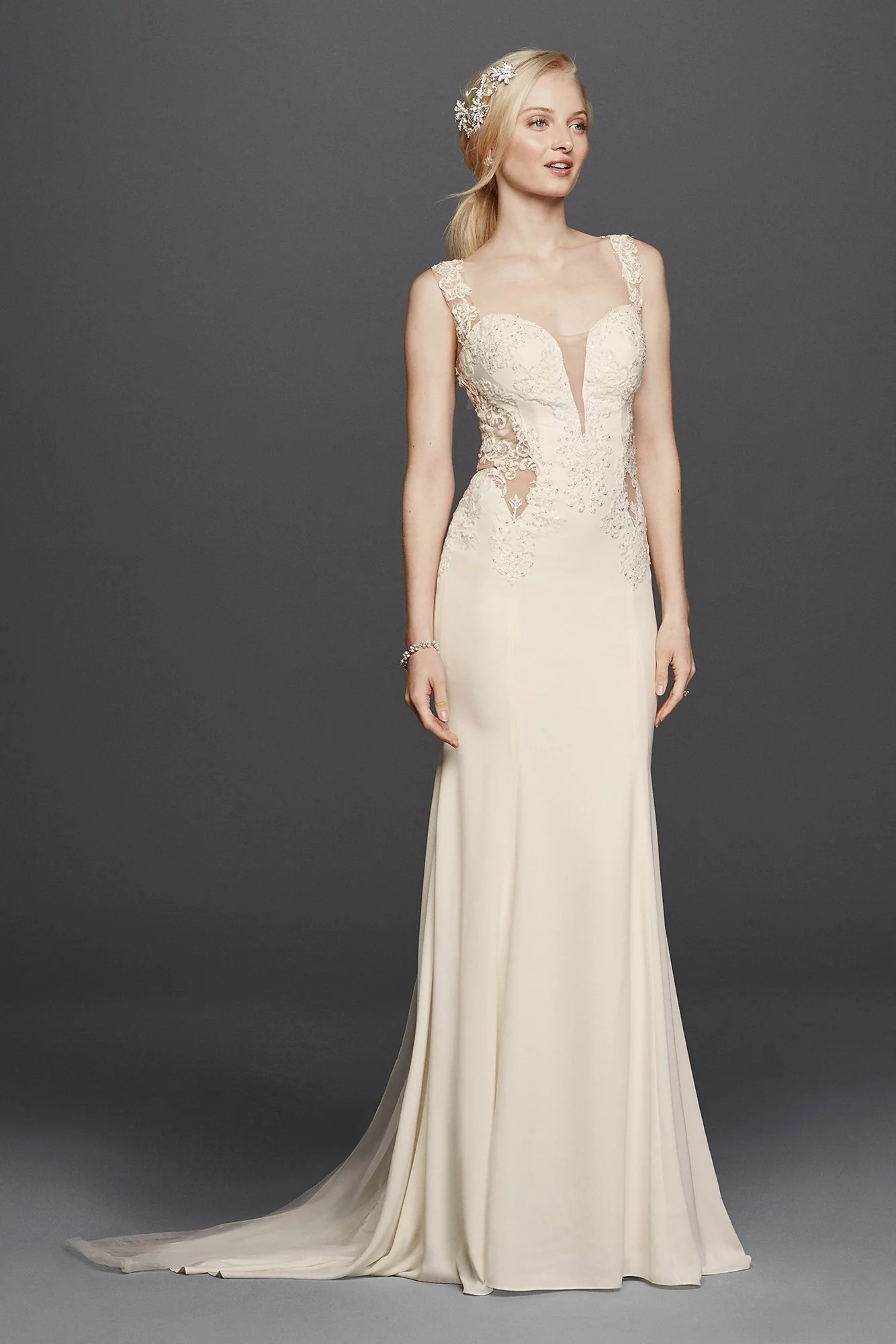As-Is Beaded Wedding Dress with Illusion Details - Image 2