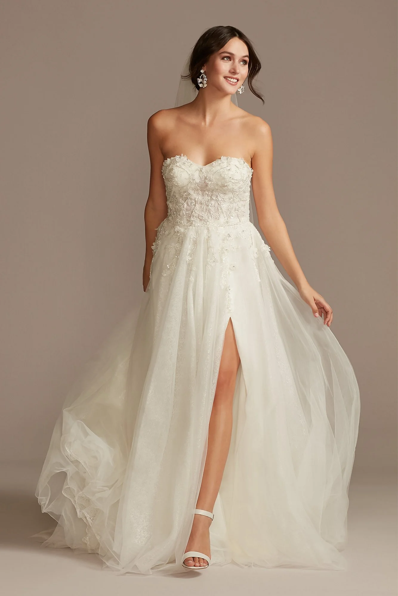 As Is Beaded Wedding Dress with Metallic Tulle