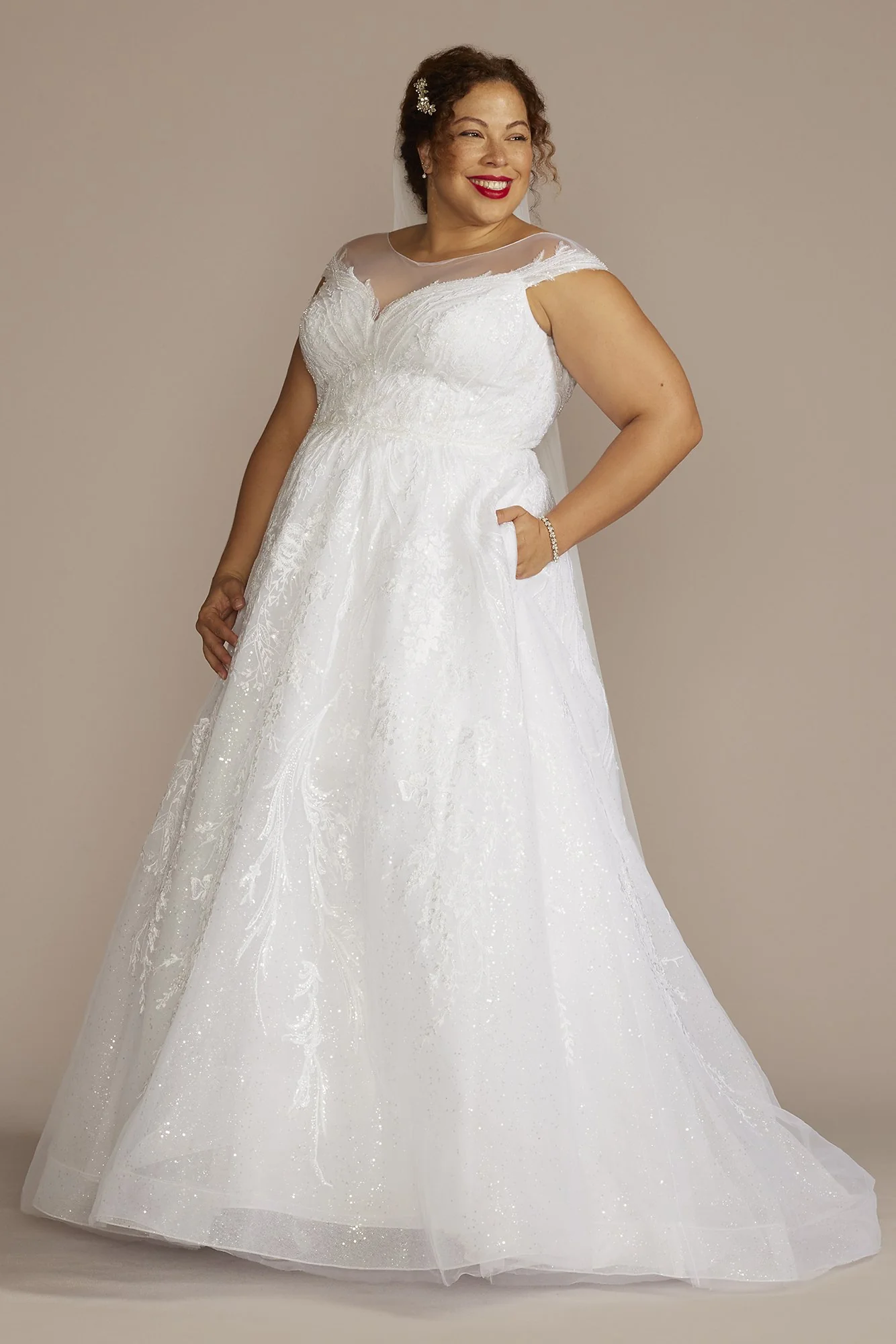 As Is Cap Sleeve Beaded Ball Gown Wedding Dress