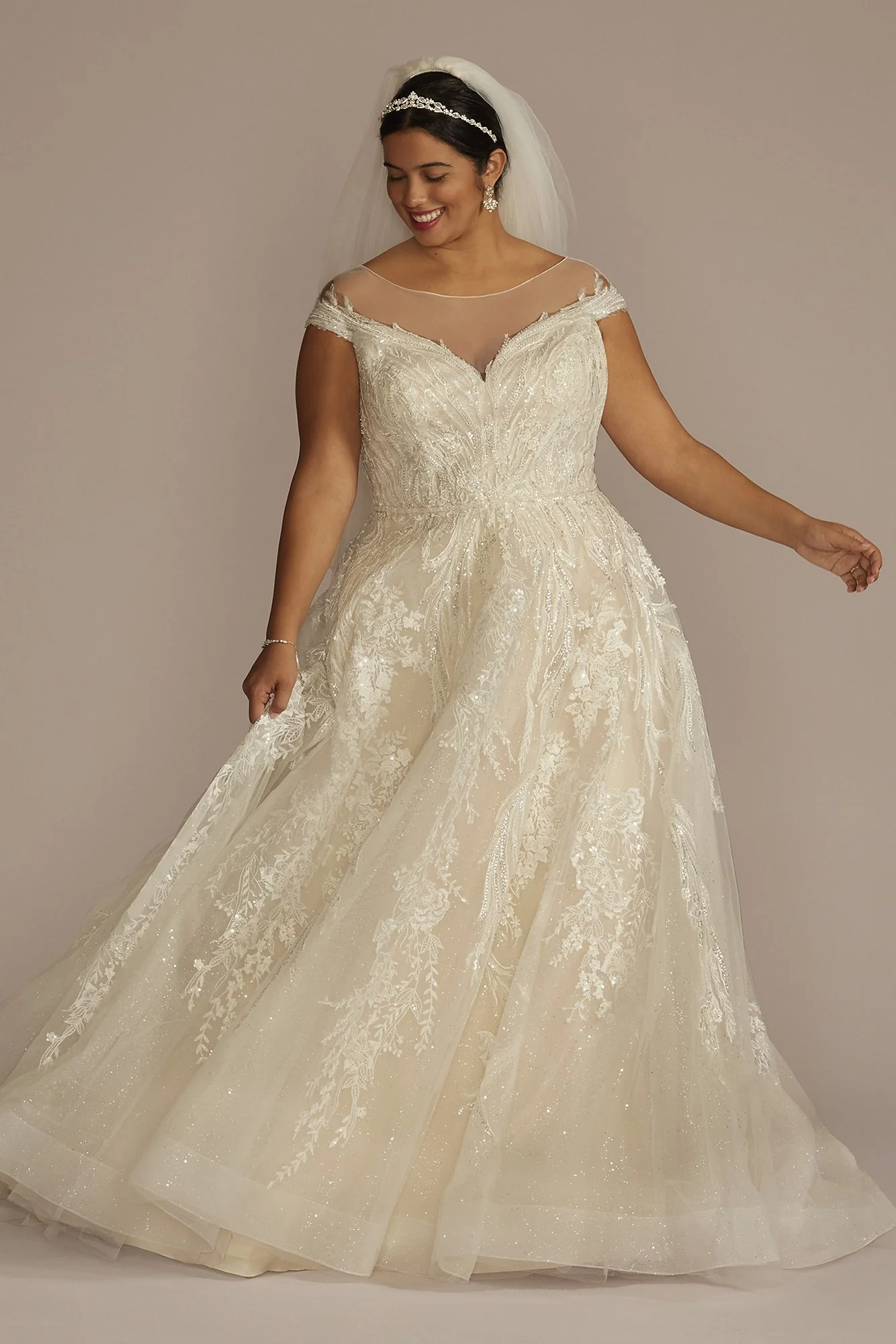 As Is Cap Sleeve Beaded Ball Gown Wedding Dress
