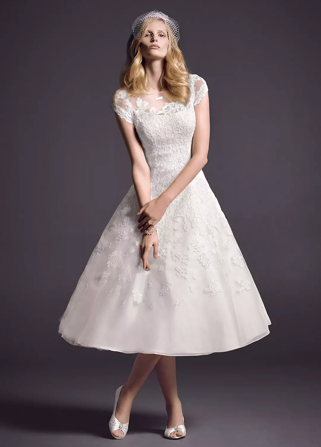 As Is Cap Sleeve Illusion Neckline Short Dress - Image 2