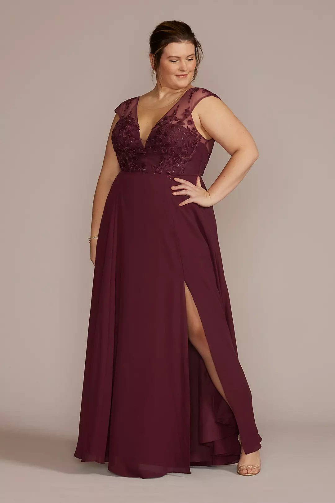 As Is Cap Sleeve Lace and Georgette Dress