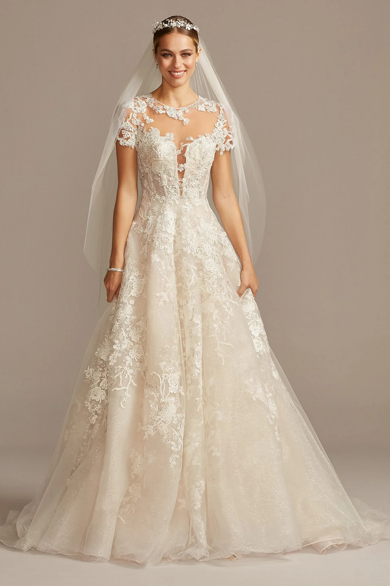 As Is Cap Sleeve Lace Petite Wedding Dress