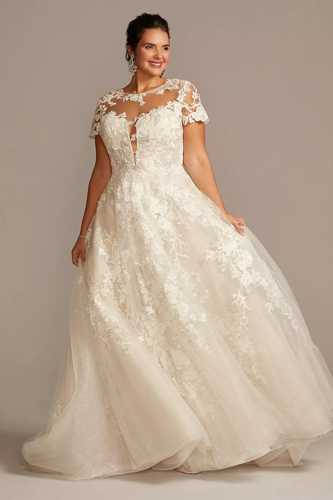 As Is Cap Sleeve Lace Plus Size Wedding Dress - Image 3