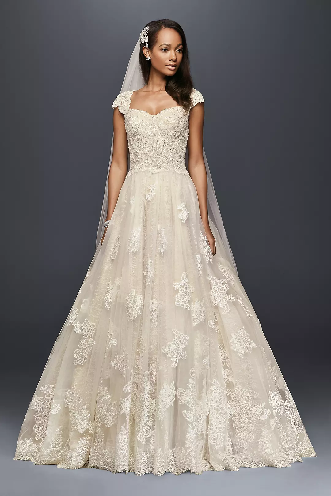 As-Is Cap Sleeve Lace Wedding Ball Gown - Image 9