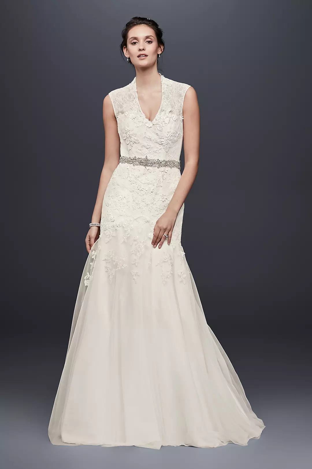 As-Is Cap Sleeve Lace Wedding Dress with 3D Flower - Image 9