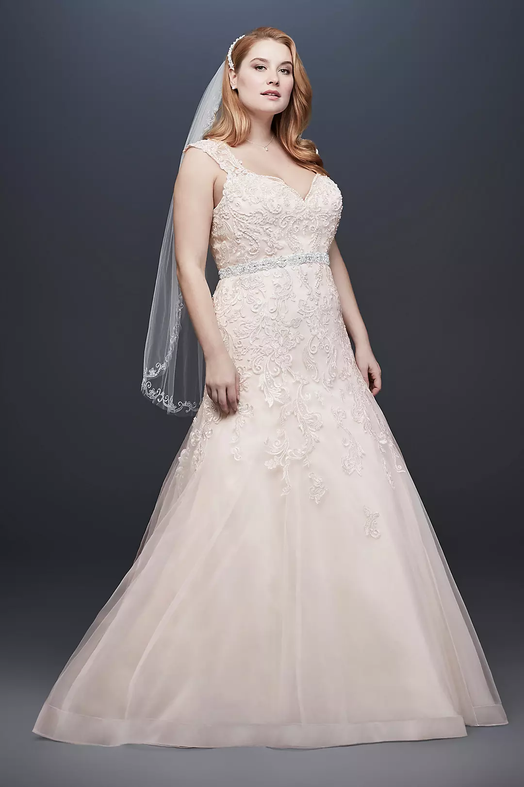 As-Is Cap Sleeve Plus Size Mermaid Wedding Dress - Image 5
