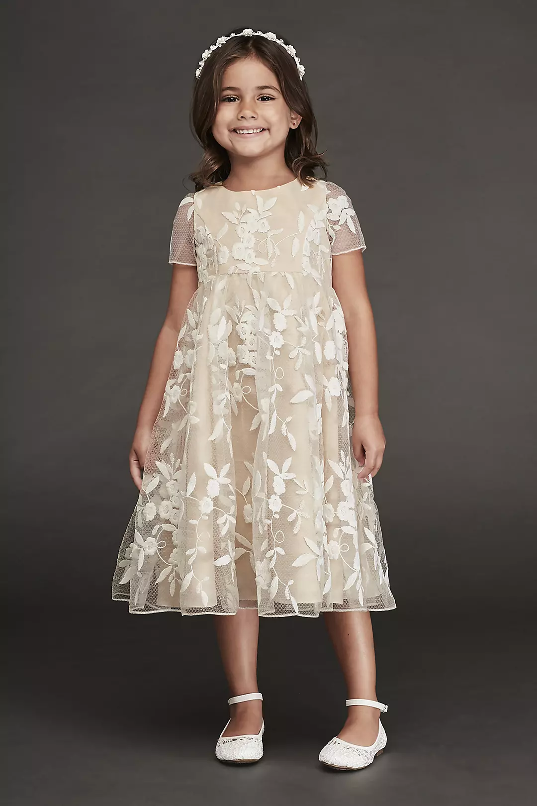 As Is Cap Sleeve Tea-Length Flower Girl Gown