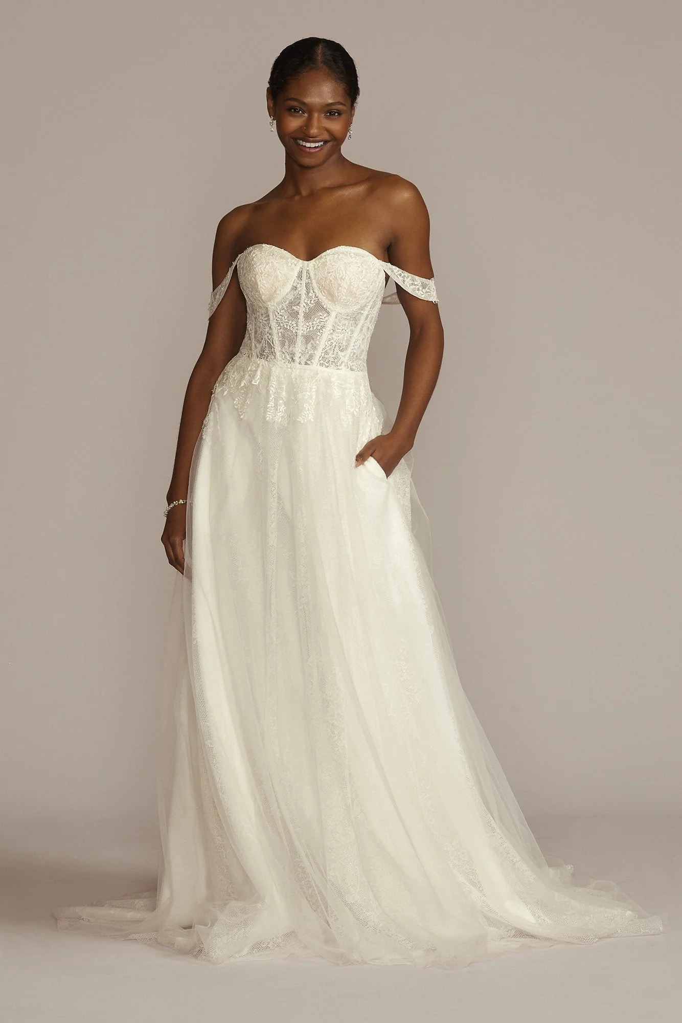 As Is Cap Sleeve Tulle Ball Gown Wedding Dress - Image 2