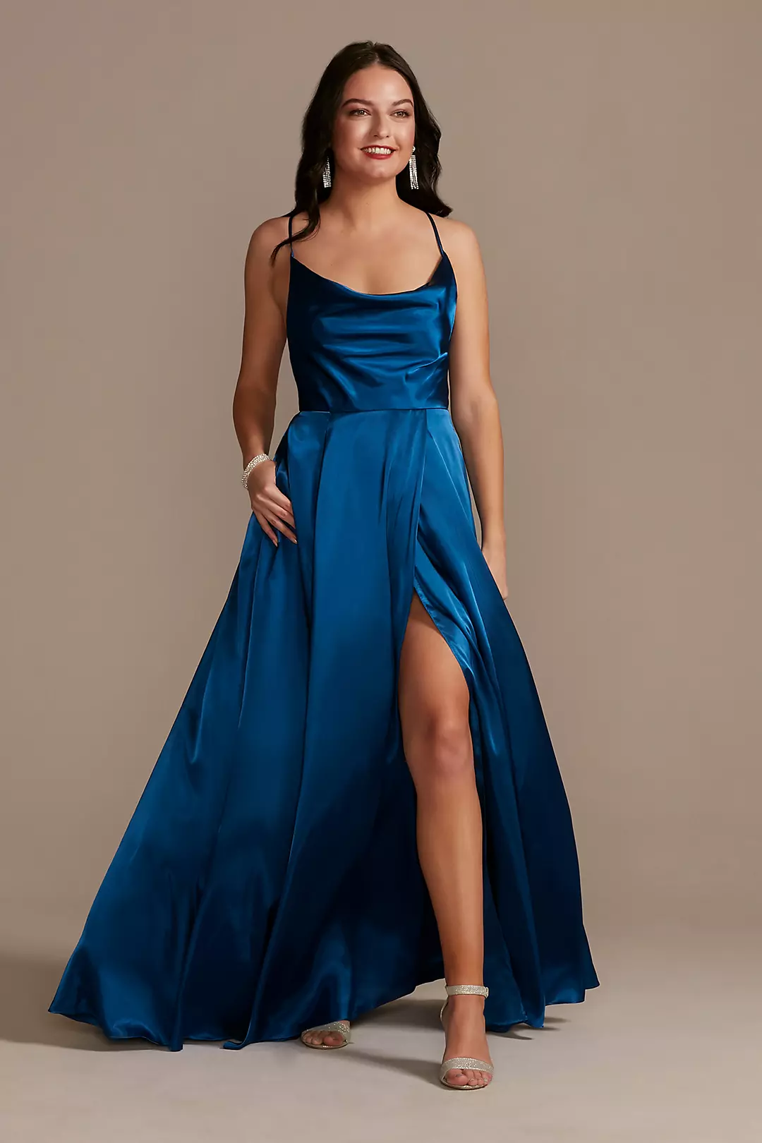 As Is Charmeuse Cowl Dress with Lace-Up Back